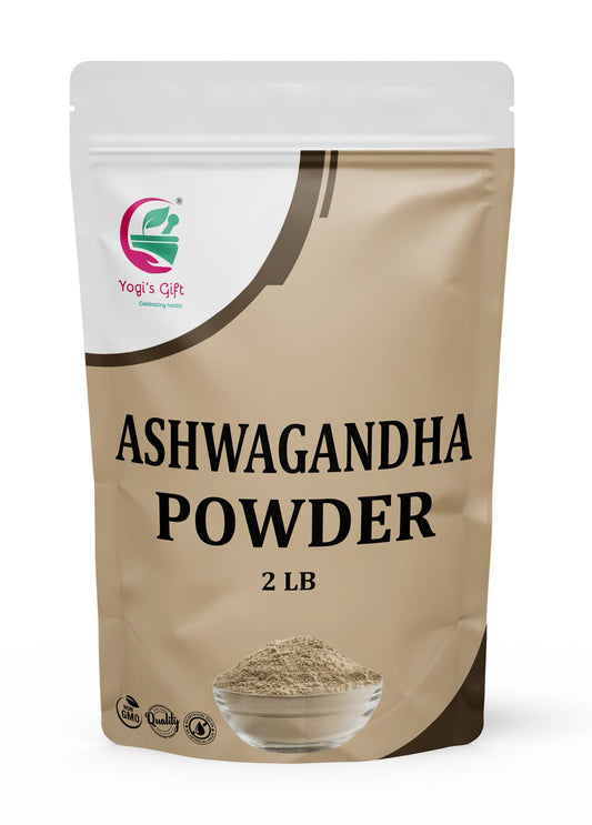 Ashwagandha Powder 2 LB, 100% Natural & Pure Ashwagandha Root Powder, Finely Grounded for Teas, Smoothies & Recipes, 2 LB Bulk Pack, Resealable Bag for Freshness - By Yogi’s Gift®