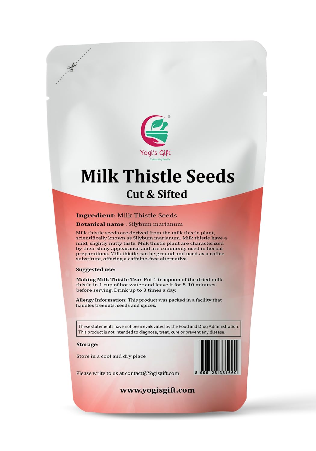 Milk Thistle Tea (Seeds) 4 oz, Cut and Sifted, 100% Natural for Herbal Tea, DIY Use & Infusions, by Yogi's Gift®
