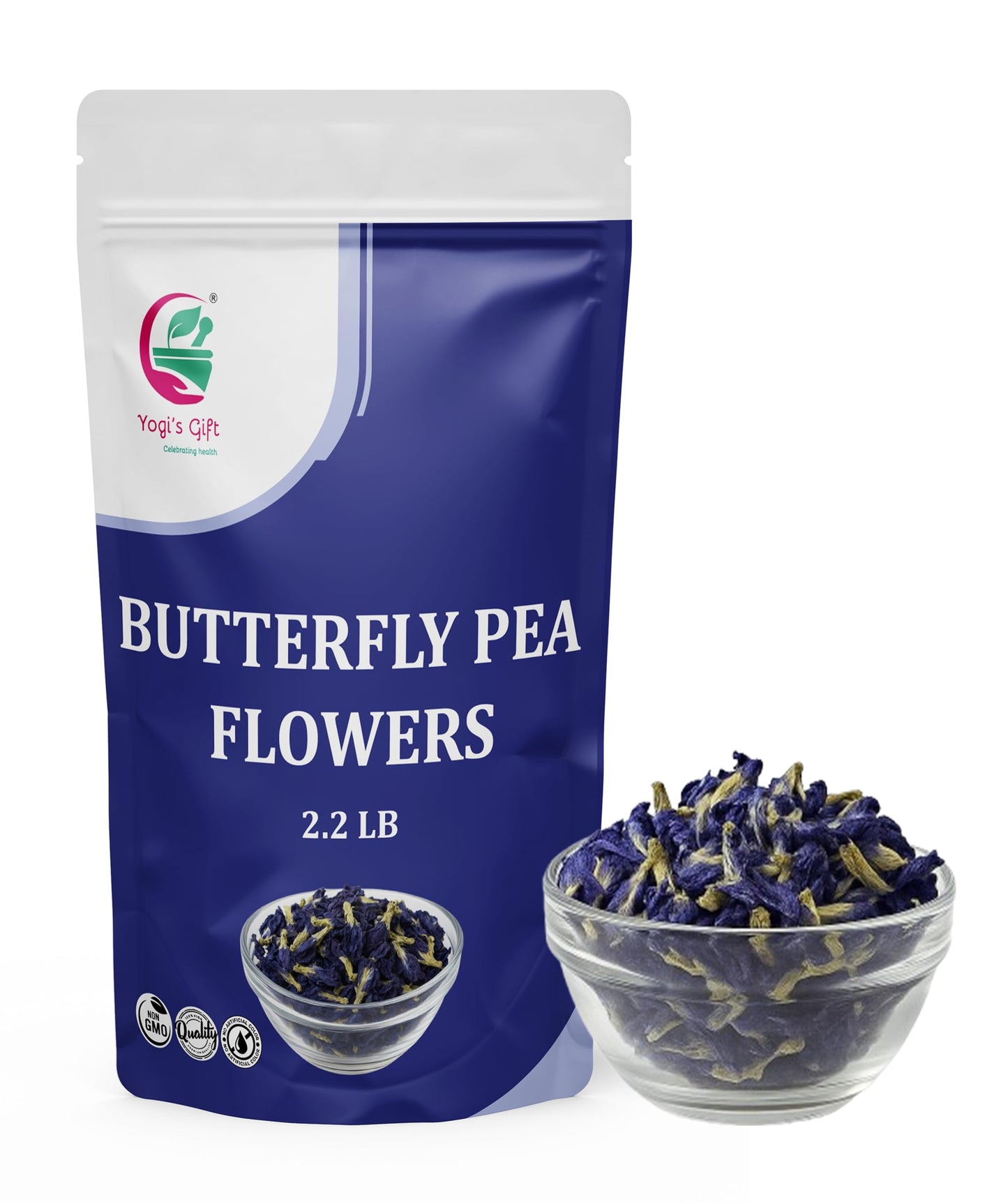 Butterfly Pea Flower Whole 1 KG (2.2 LB) - Blue Butterfly Pea Flower Tea - Makes Beautiful Blue Or Purple Food Coloring - By Yogi's Gift®