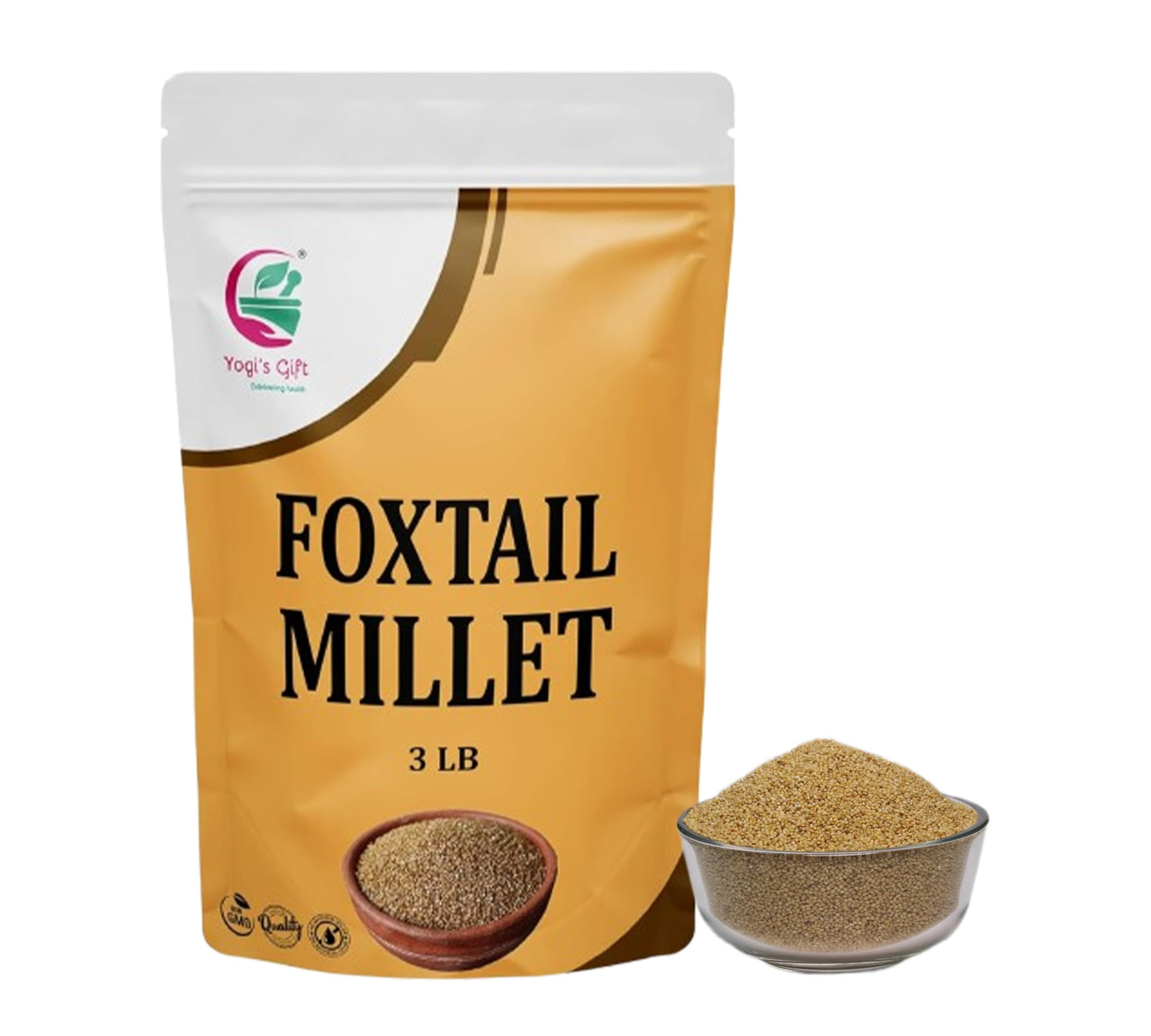 Foxtail Millet 3 LB, 100% Natural Whole Grain, Hulled Millet for Cooking, Baking & Bird Feed, Non-GMO, 3 Lb Bulk Pack, Resealable Bag for Freshness - By Yogi’s Gift®