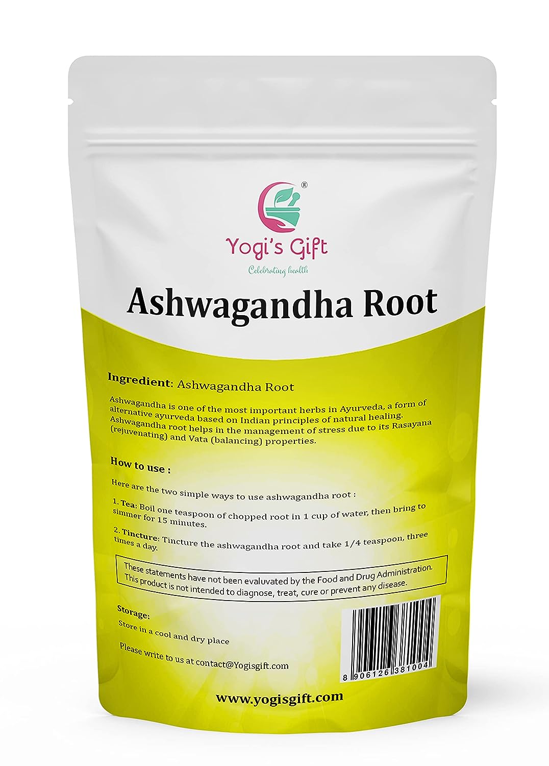 Ashwagandha Root 1lb | Dried Ashwagandha Herb | 100% Naturally Dried | Withania Somnifera | Best Particle Size For Making Tea | by Yogi's Gift®