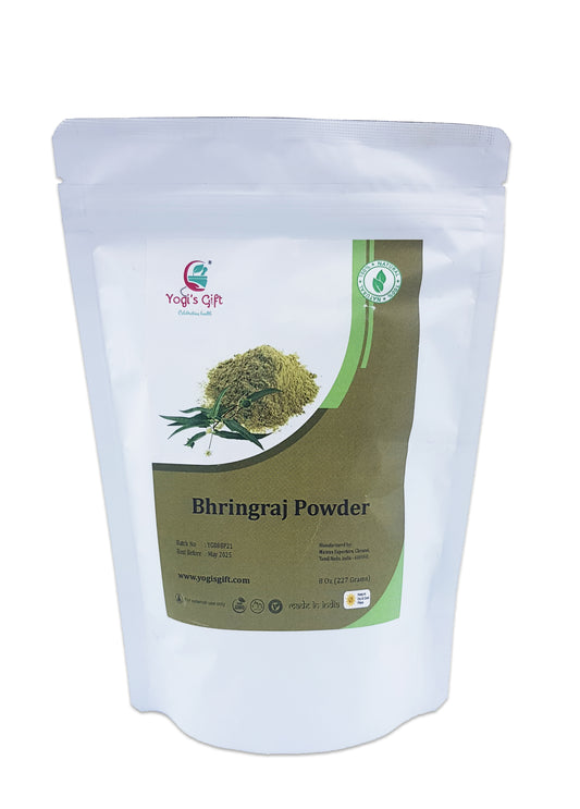 100% Pure Bhringraj Powder | 8 Oz (227 grams) | Eclipta Alba | Karisalankanni Powder | False Daisy Powder | By Yogi's gift®
