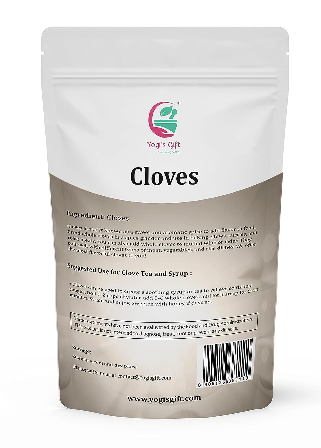 Cloves Whole 1 LB | Fresh and Flavorful Hot Spice for Tea, Chai, Savory, Desserts and More | Whole Cloves for Oral Health | by Yogi’s Gift®