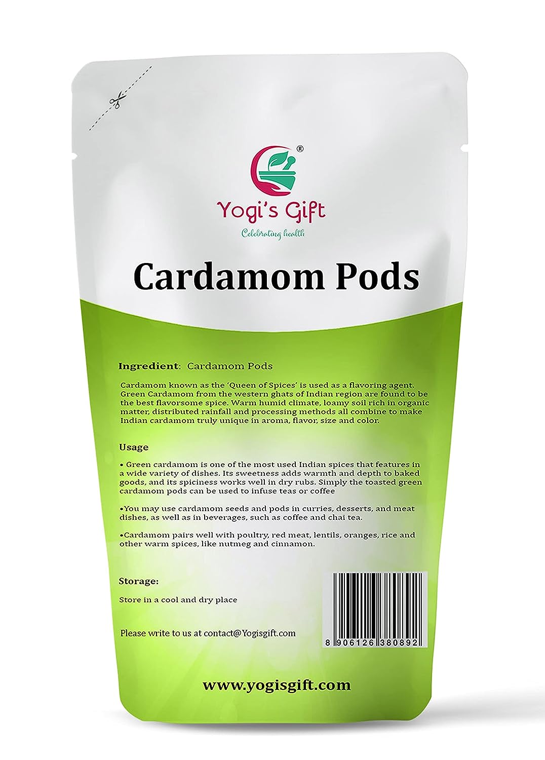 Green Cardamom Pods Whole | Cardamon 4 Oz | Flavourful Indian Spice | Fresh and Natural | Great for Coffee, Tea, Desserts and Baking | By Yogi's Gift®