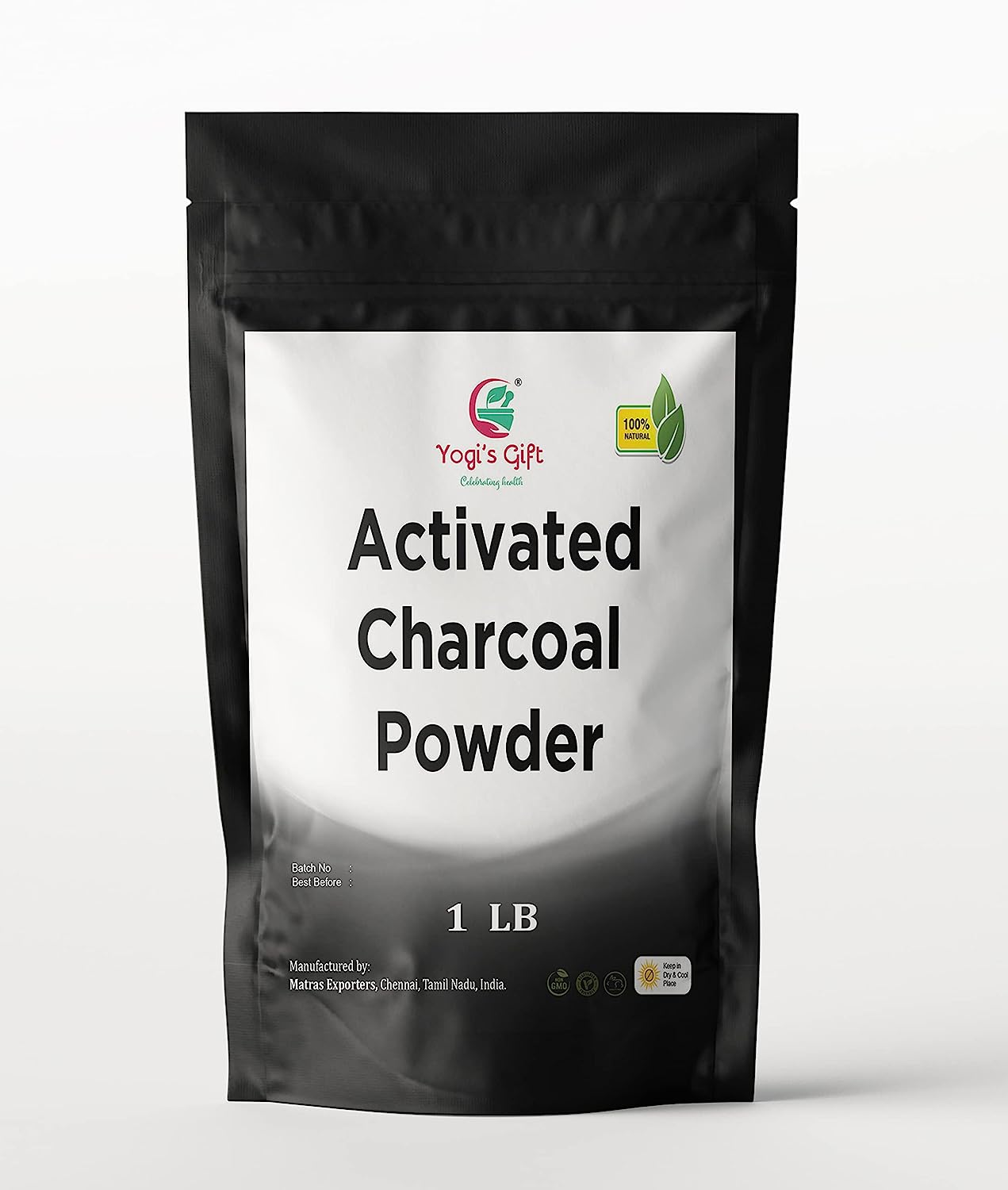 Activated Charcoal Powder Food Grade 1 LB | Grounded Activated Charcoal Powder for Drinks ,Smoothies, Teeth, Skin & Soap Making | 100% Natural Detoxifier | Coconut Shells Based | Yogi's Gift®