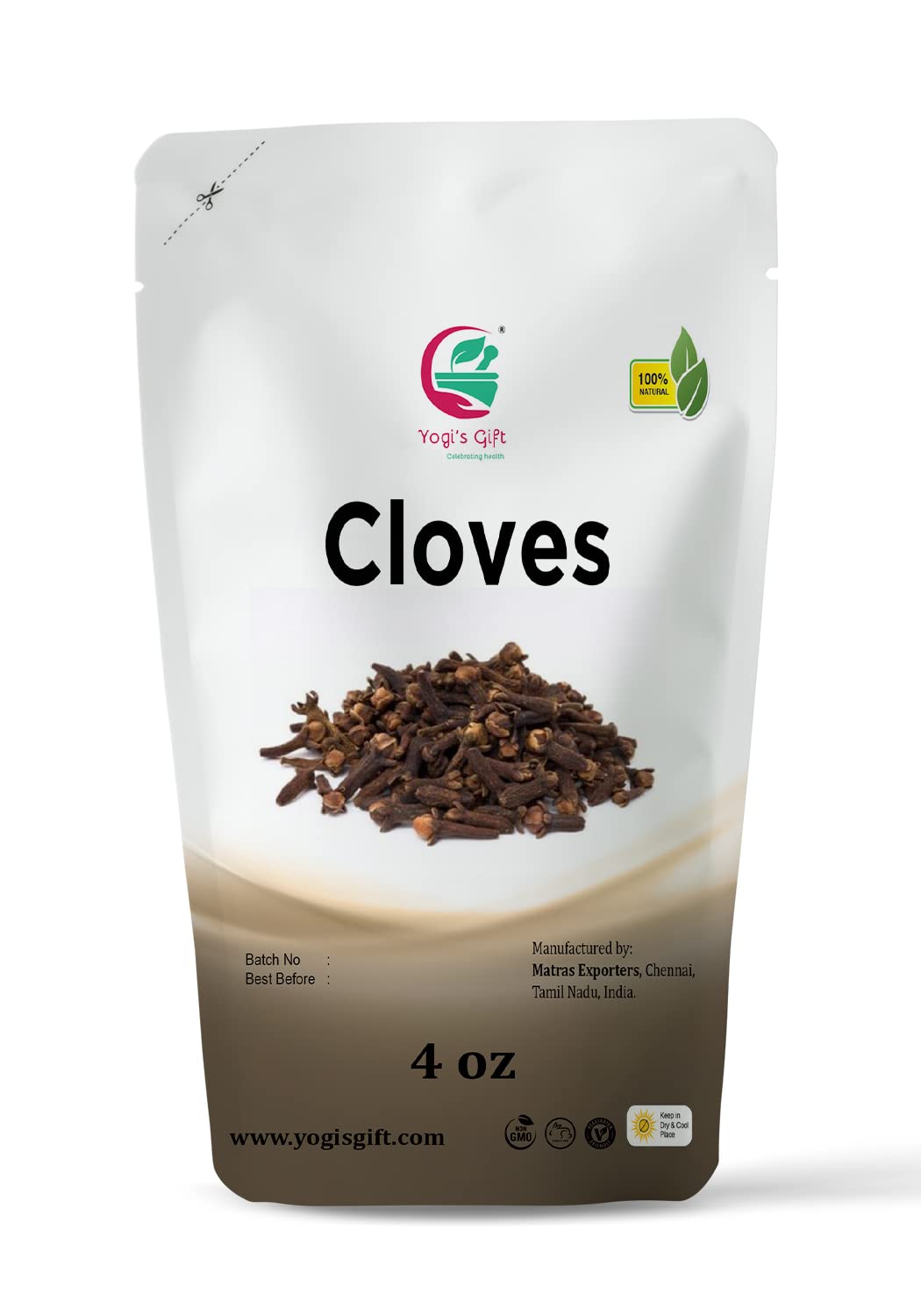 Cloves Whole 4 Oz | Fresh and Flavorful Hot Spice for Tea, Chai, Savory, Desserts and More | Whole Cloves for Oral Health | by Yogi’s Gift®