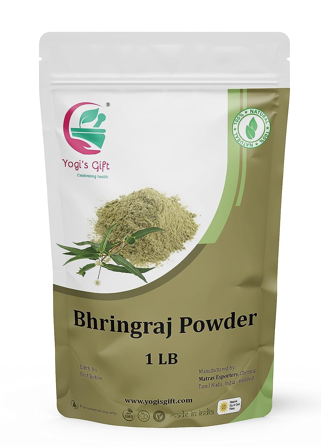 100% Pure Bhringraj Powder | 1 Pound (454 grams) | Eclipta Alba | Karisalankanni Powder | False Daisy Powder | By Yogi's gift®