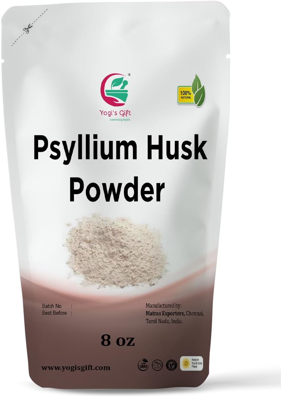 Psyllium Husk Powder 8 oz | Soluble Fiber Supplement | Keto Friendly | Use in Smoothies, Cooking and Baking | Unflavored, Fine Ground, 100% Natural, Non GMO | by Yogi's Gift®