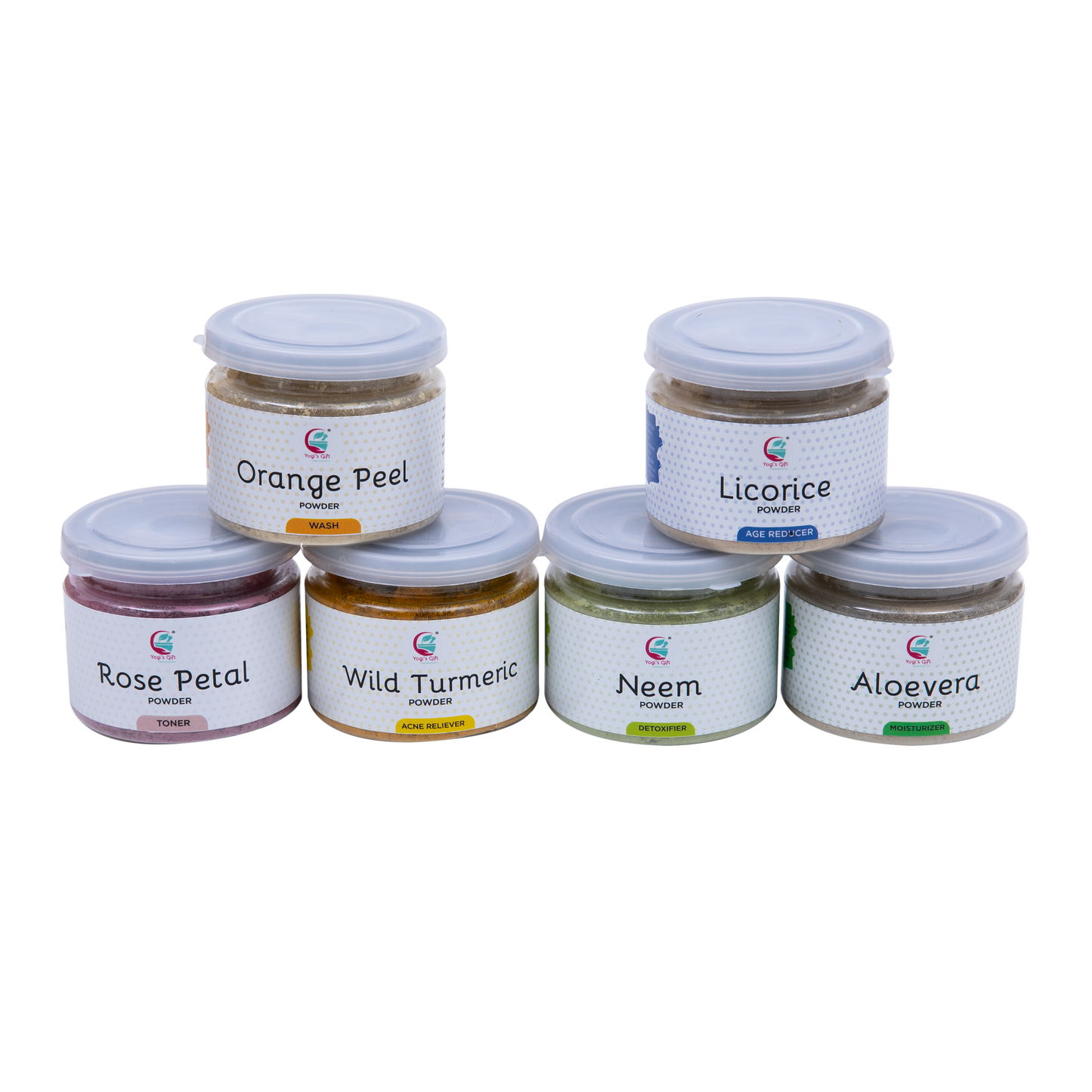 Skin Care Sampler Set 1oz Each  | Six Powders in One Pack | Aloe vera , Rose Petal ,Wild Turmeric , Licorice , Neem & Orange Peel Powders