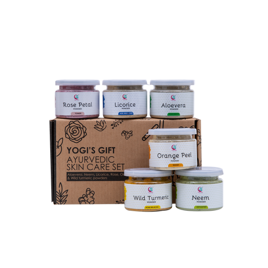 Skin Care Sampler Set 1oz Each  | Six Powders in One Pack | Aloe vera , Rose Petal ,Wild Turmeric , Licorice , Neem & Orange Peel Powders