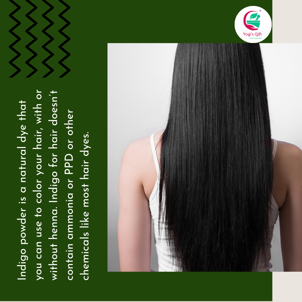 Indigo Powder for Hair 1.2lb | Ideal for Black and Dark Hair | Indigofera Tinctoria | Black Henna | Natural Hair Color | Yogi's Gift