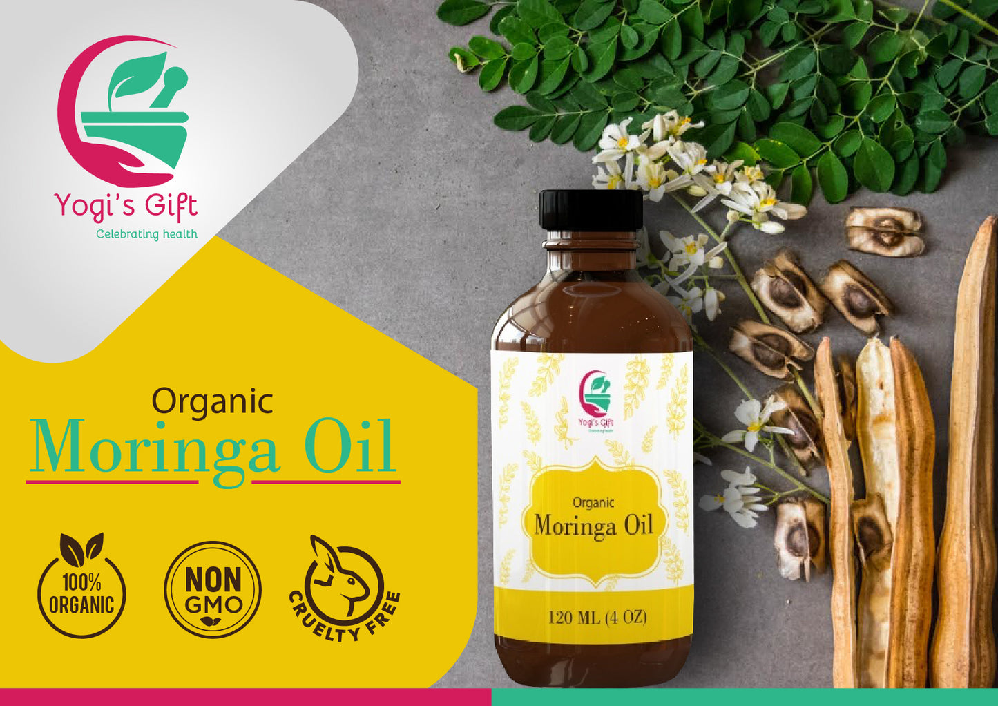 Organic MORINGA OIL for Skin Care - Anti Aging Oil - Aceite De Moringa - (4 fl oz/120ml )