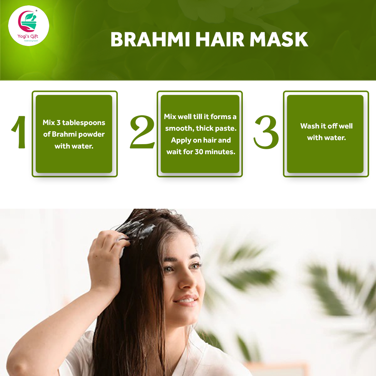 Brahmi Powder 8 Oz | Natural Hair Growth Booster & Volumizer | Helps Improve Memory | Scalp Nourishing Mask | Bacopa Monnieri powder | Yogi's Gift®