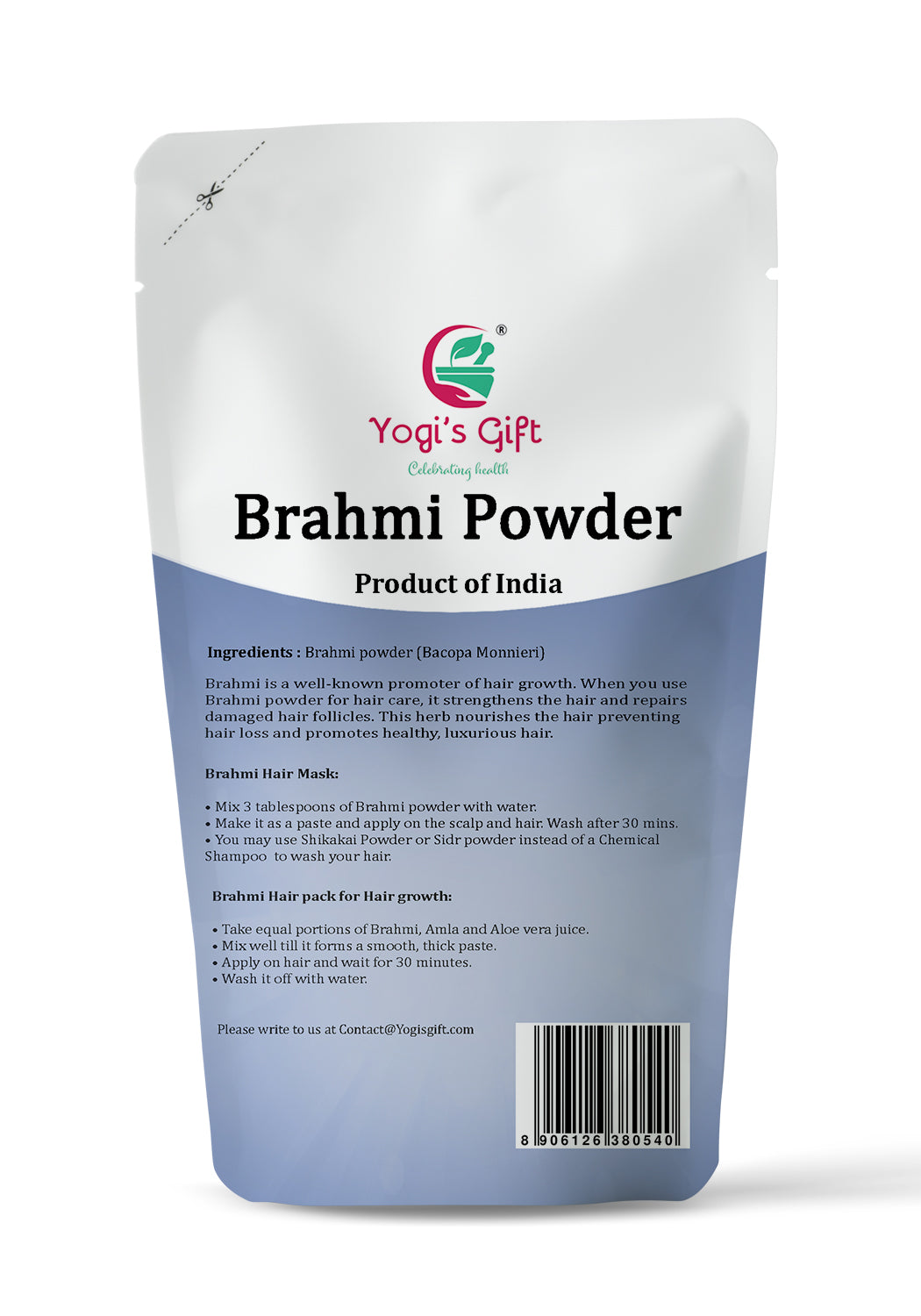 Brahmi Powder 250 grams | Natural Hair Growth Booster & Volumizer | Helps Improve Memory | Make Scalp Nourishing Mask | Bacopa Monnieri powder | by Yogi's Gift®