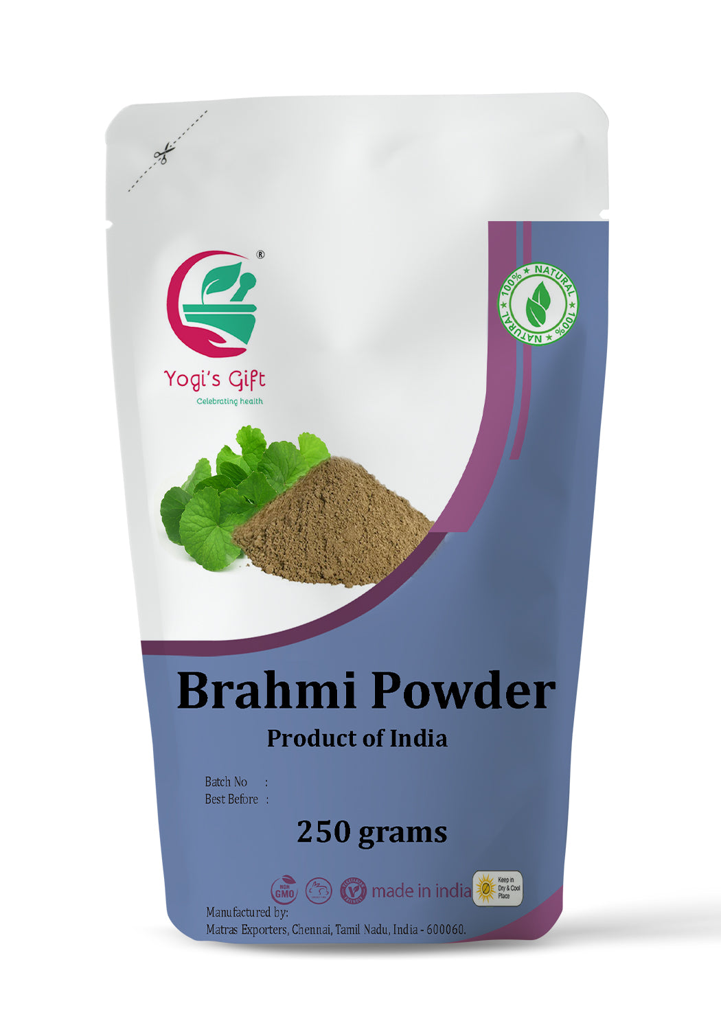 Brahmi Powder 250 grams | Natural Hair Growth Booster & Volumizer | Helps Improve Memory | Make Scalp Nourishing Mask | Bacopa Monnieri powder | by Yogi's Gift®