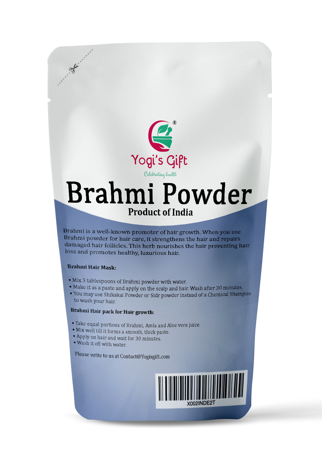 Brahmi Powder 8 Oz | Natural Hair Growth Booster & Volumizer | Helps Improve Memory | Scalp Nourishing Mask | Bacopa Monnieri powder | Yogi's Gift®