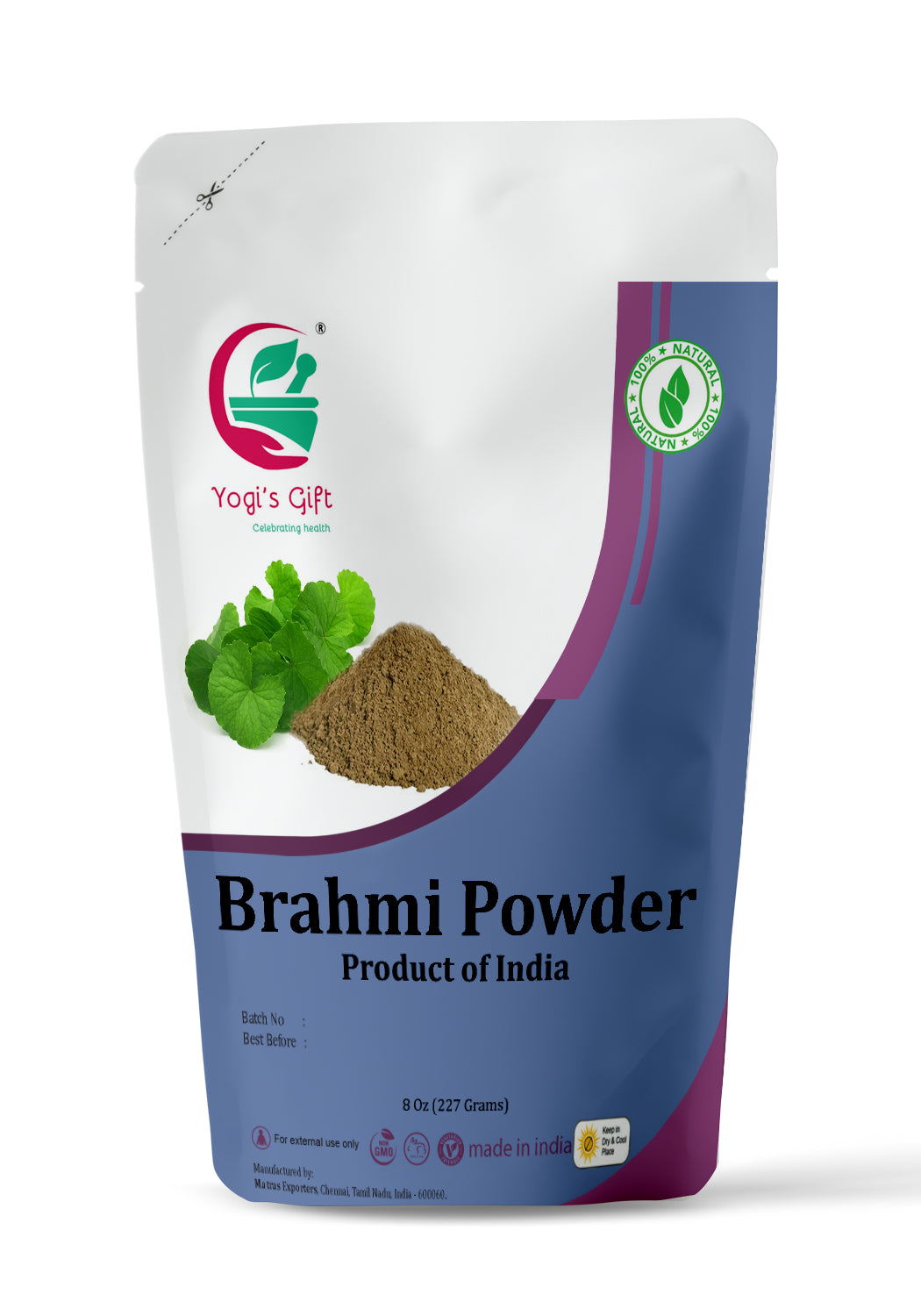 Brahmi Powder 8 Oz | Natural Hair Growth Booster & Volumizer | Helps Improve Memory | Scalp Nourishing Mask | Bacopa Monnieri powder | Yogi's Gift®