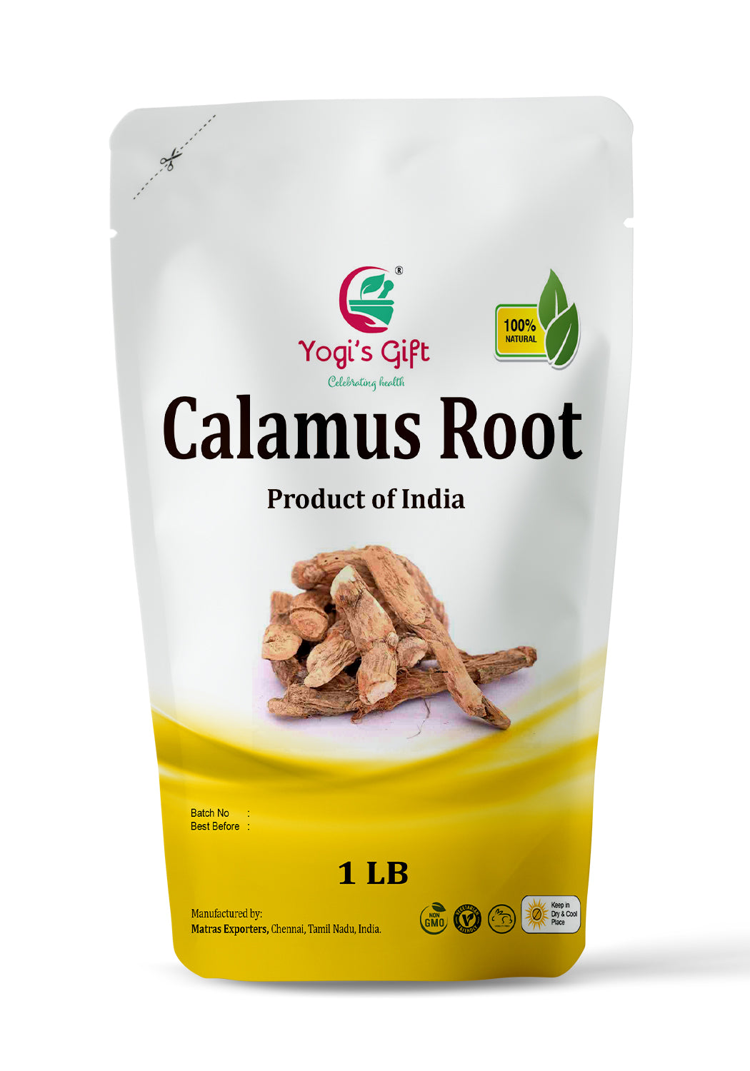 Acorus Calamus Whole Root 1 lb | Vacha | Sweet Flag | Vasambu | Sacred Ayurvedic Loose Herbs |  100% ematurally Dried Whole herb | Yogi's Gift®