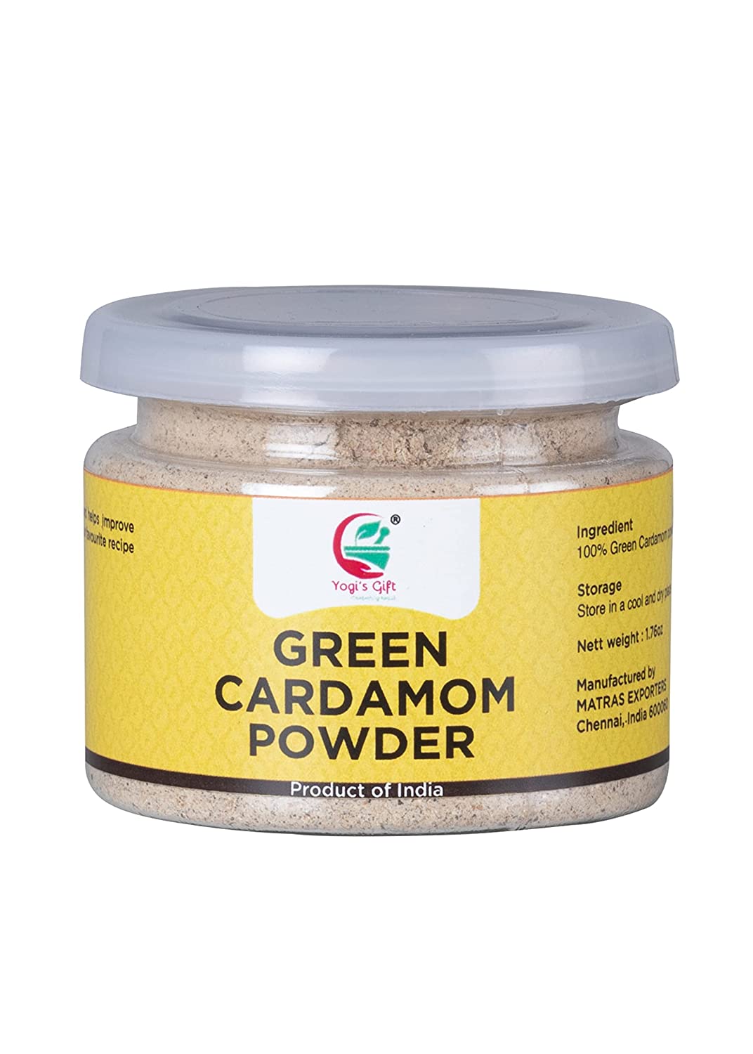 Ground Cardamom powder 1.76 oz | Fresh, Aromatic and Flavourful | Cardamom ground from fresh cardamom seeds | aka Elaichi, Cardamon | Yogi's Gift®