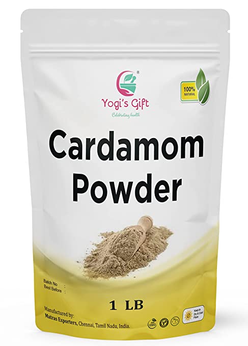 Ground Cardamom Powder 1 LB | Adds Great Flavour To Baked Goods, Coffee, Tea and Curries |  Fresh And Aromatic | aka Elaichi, Cardamon | Yogi's Gift®