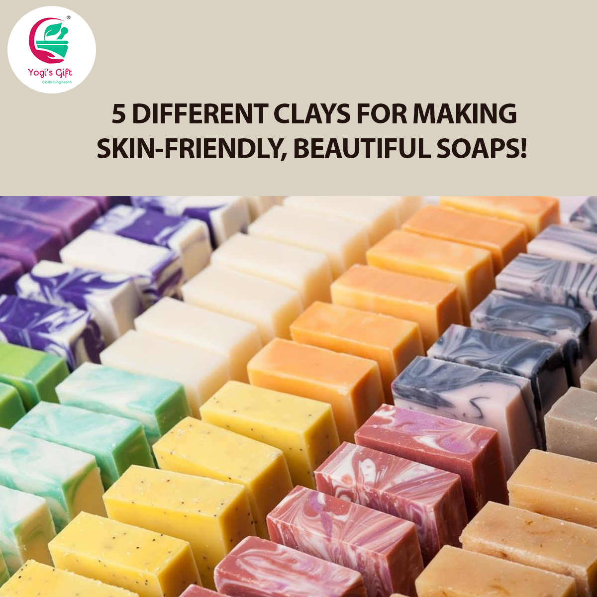 Pack of 5 Clays For Mask & Soap Making | Rose Clay, French Green Clay, Kaolin Clay, Moroccan Red Clay and Bentonite Clay | 8oz Each | Yogi’s Gift®