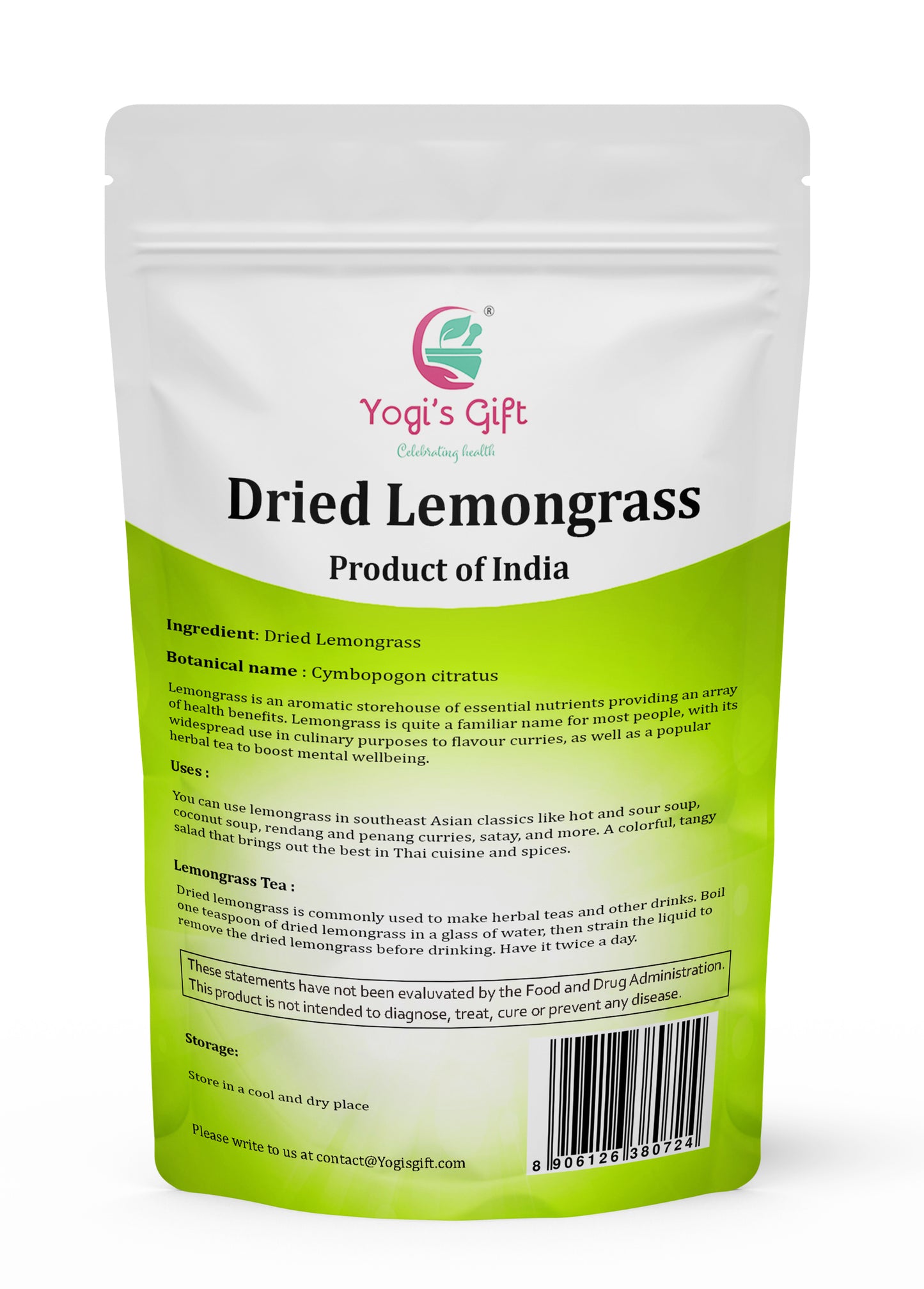 Dried Lemongrass Tea 1 LB | Cut and Sifted Loose Leaf | Aroma Rich Lemon Grass | Yogi's Gift®