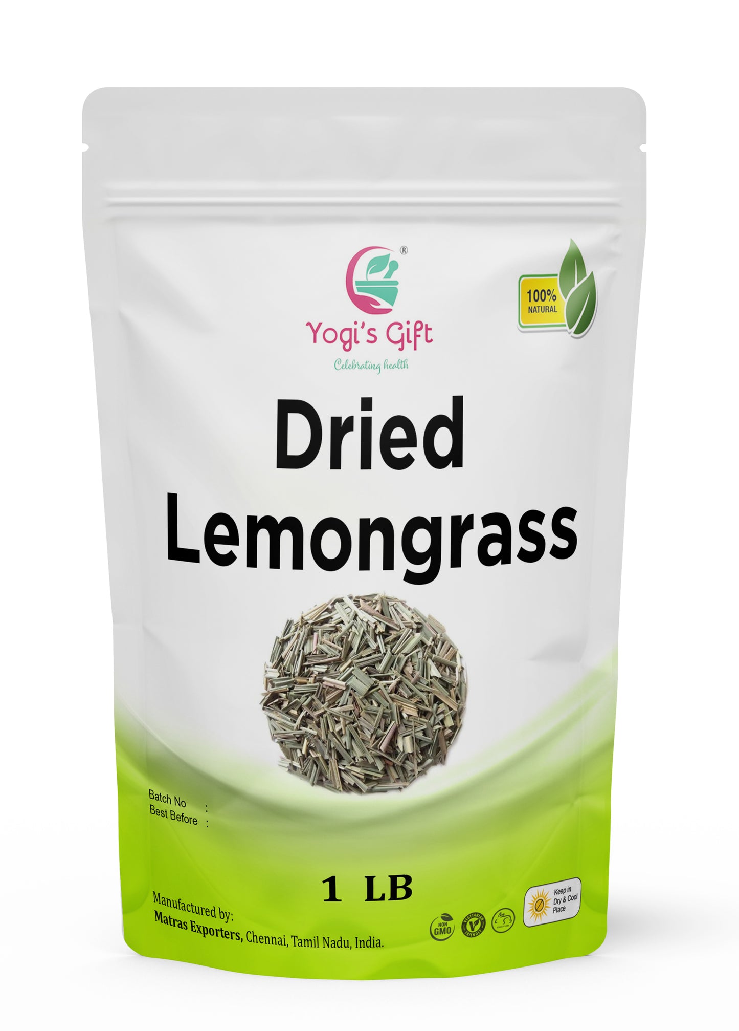 Dried Lemongrass Tea 1 LB | Cut and Sifted Loose Leaf | Aroma Rich Lemon Grass | Yogi's Gift®