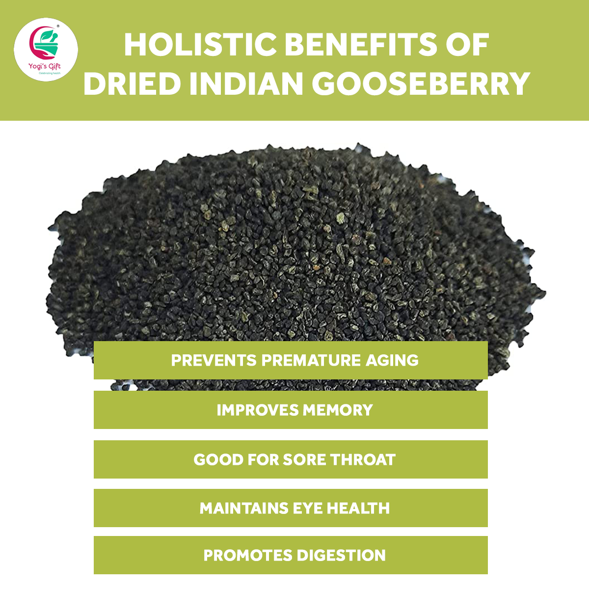 Dried Indian Gooseberry Tea 1 LB | Rich in Vitamin C, Fibre | Dried Amla Berry Tea | Phyllanthus emblica | Te De Amla |  Yogi's Gift®