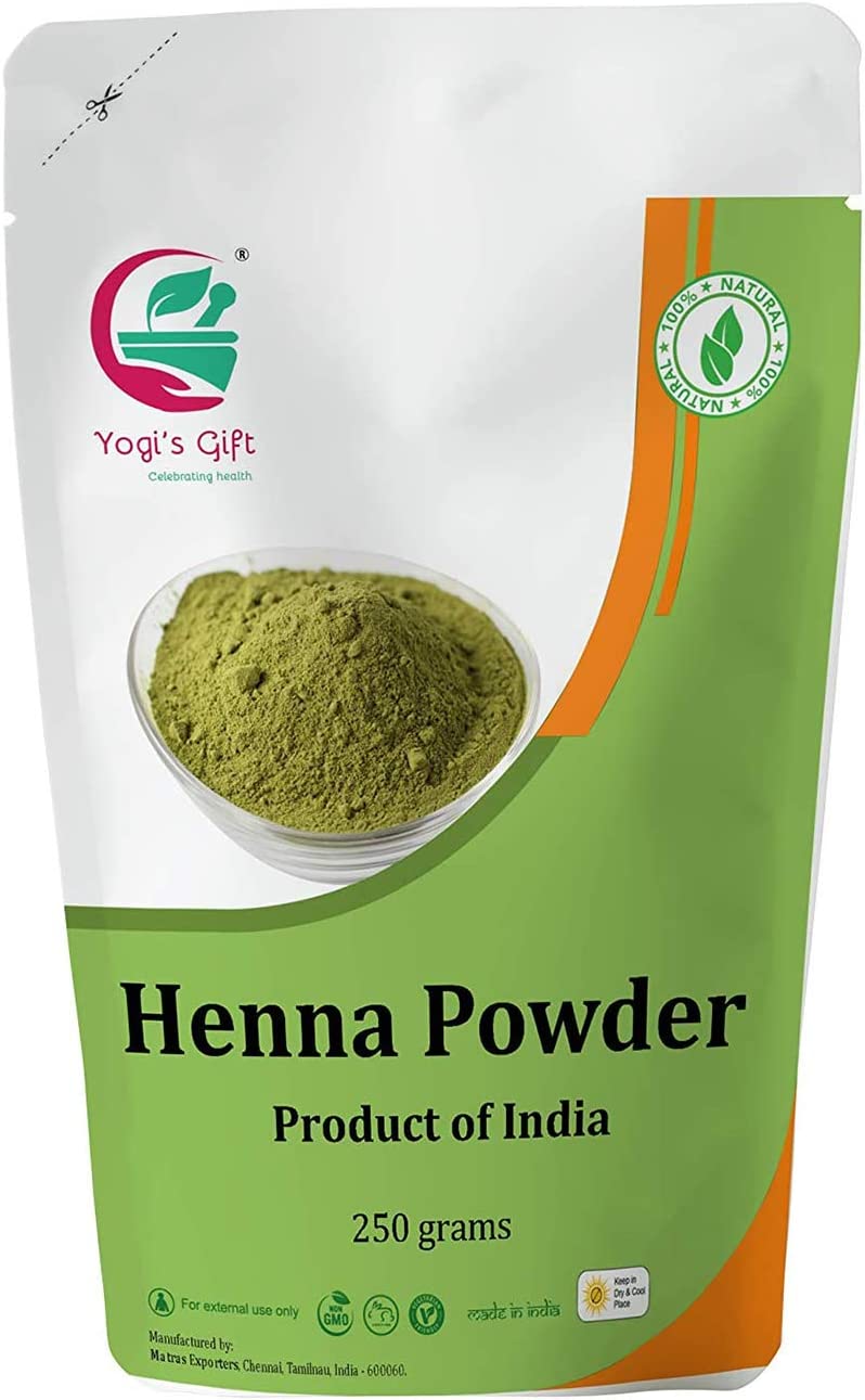 Yogi’s Gift ORGANIC Henna powder for hair| Lawsonia Inermis | 250 grams | 100% Pure and Natural Colour | Triple sifted | Rajasthan henna