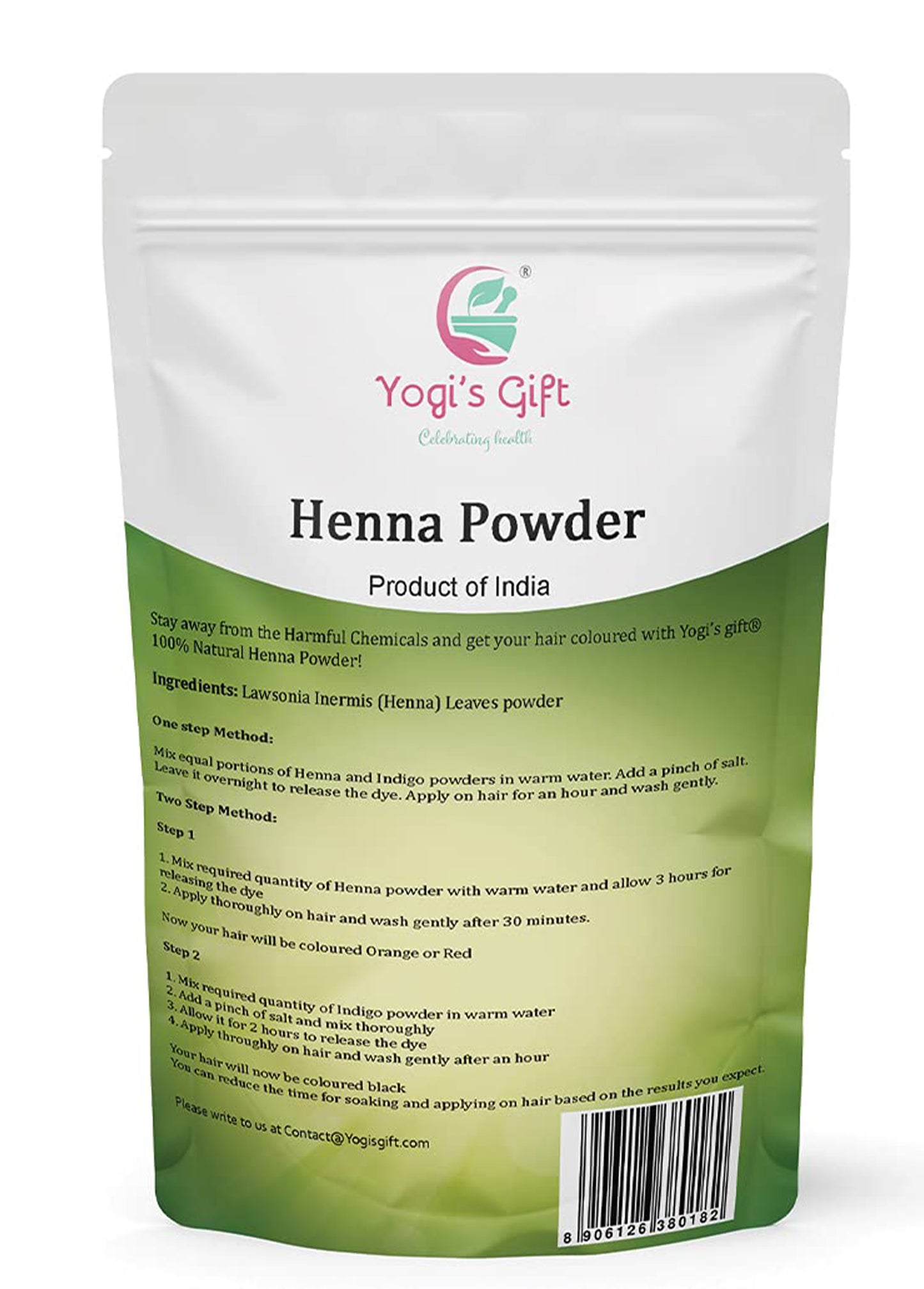 Triple Sifted Henna Powder For Hair | 2 Pound Bulk Pack | 100% Pure Henna Powder | Zero Chemicals, Best results | Yogi's Gift®