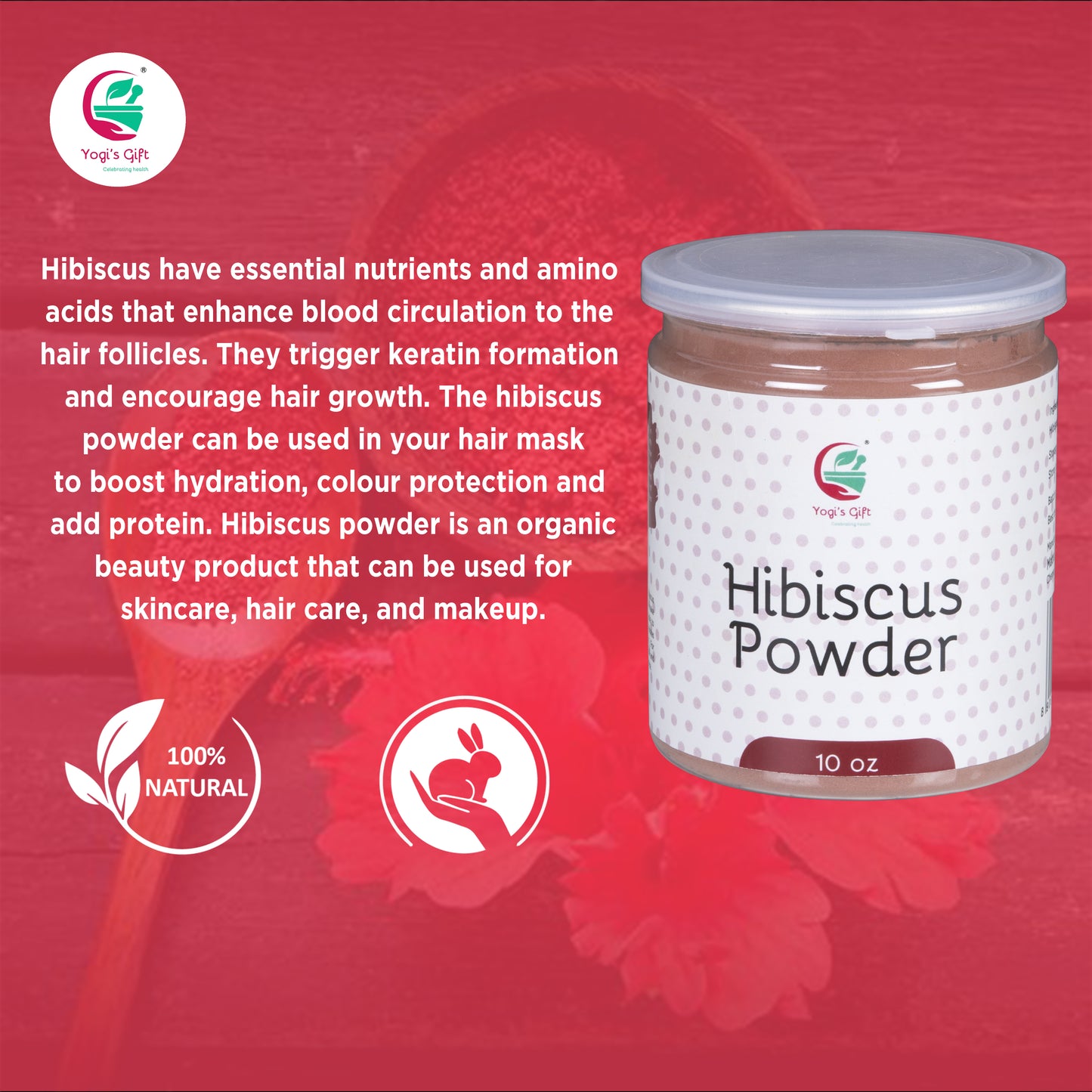 Hibiscus Powder 10 oz | 100% Natural and Pure Hibiscus Powder for Hair Growth | by Yogi's Gift®