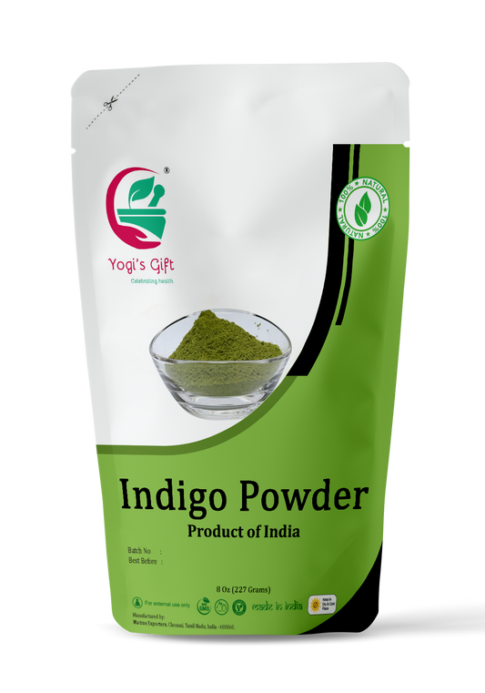 Indigo Powder for Hair Dye 8 oz | With FREE GLOVES and HEAD CAP| Ideal for Black and Dark Hair | Indigofera Tinctoria | Black Henna | Yogi's Gift®