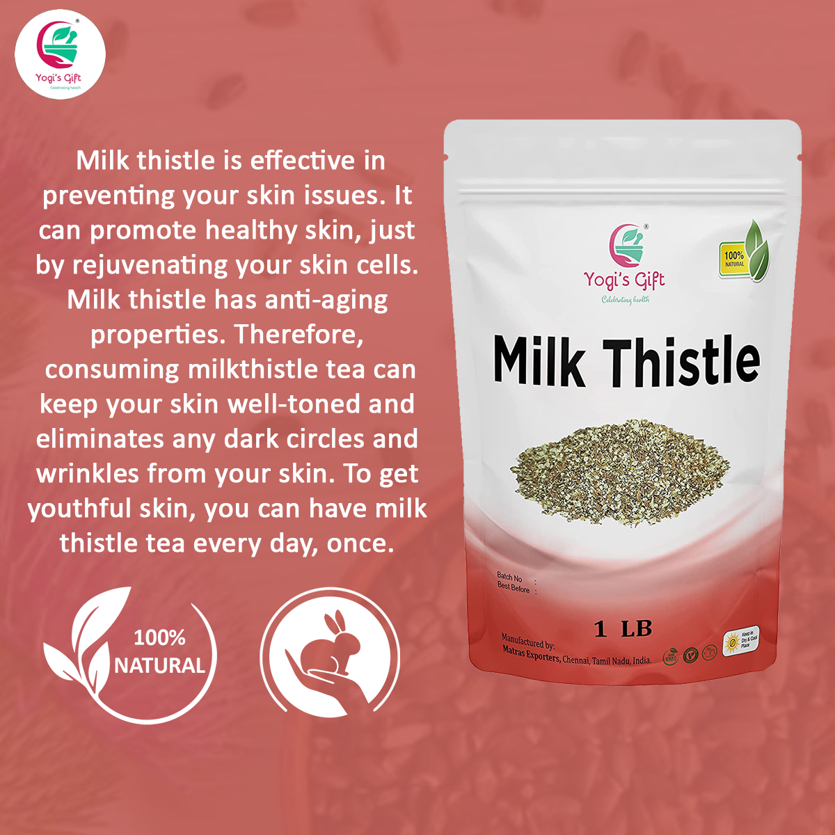 Milk Thistle Tea 1 LB | Promotes Liver Health | Loose Bulk Bag | Yogi's Gift®