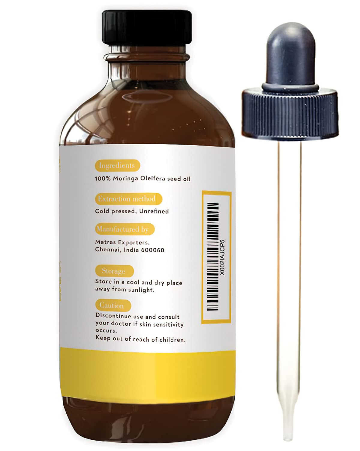 Organic MORINGA OIL for Skin Care - Anti Aging Oil - Aceite De Moringa - (4 fl oz/120ml )