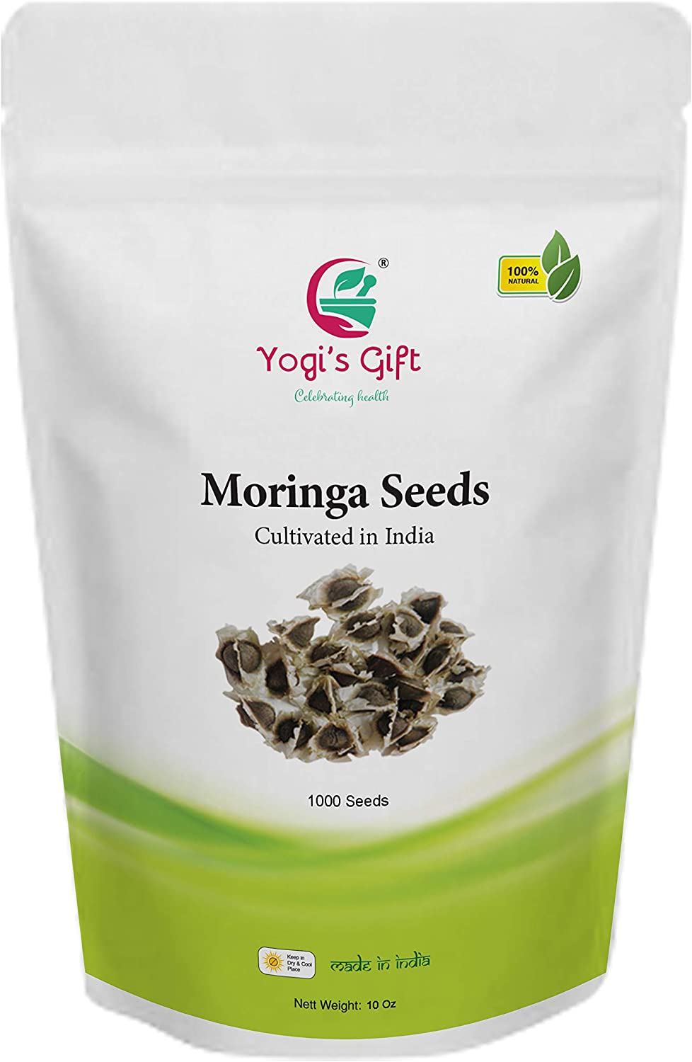 Yogi's Gift - Organic Moringa Oleifera Seeds 10 oz ~Approx 1000 Seeds | Edible & Viable for Germination | Indian Origin | Non-GMO | Graines de Moringa