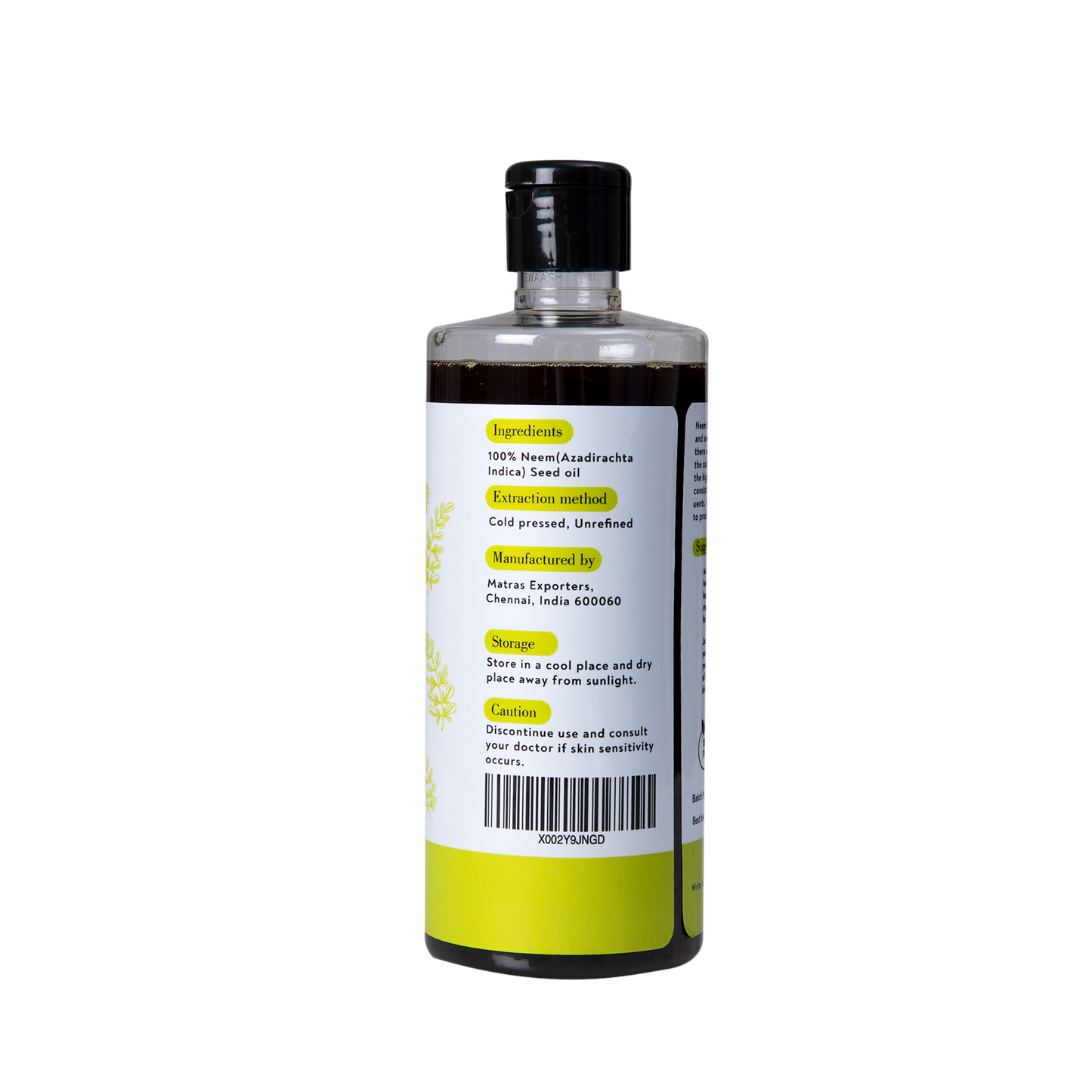Indian Neem oil 16 oz - Cold pressed, 100% Pure and Organic