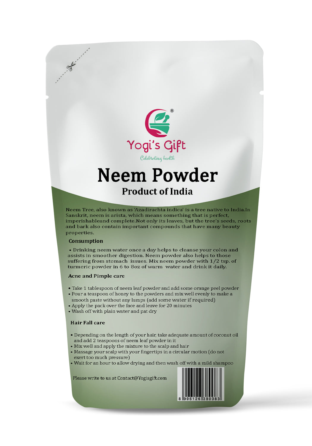 Organic NEEM Powder 250grams | Wild Crafted | Support Skin Health & Hair Growth | 100% Pure Neem Leaves Powder | Azadirachta Indica | by Yogi's Gift ®