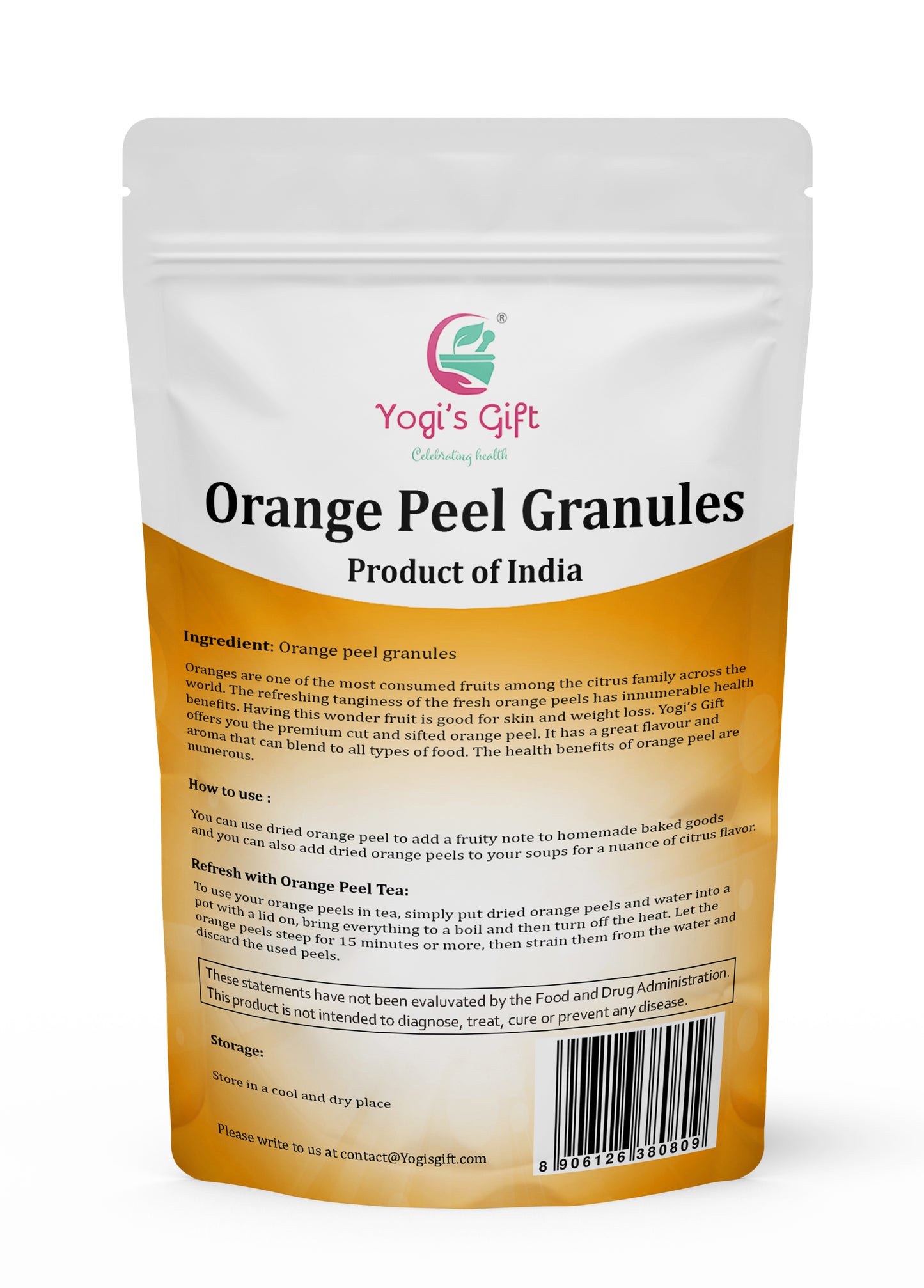 Dried Orange Peel 1 LB | Rich Citrus Aroma and Flavour | Small Granules | Perfect for Tea, Cookies, Rye Breads, Seasoning & More | Yogi's Gift®