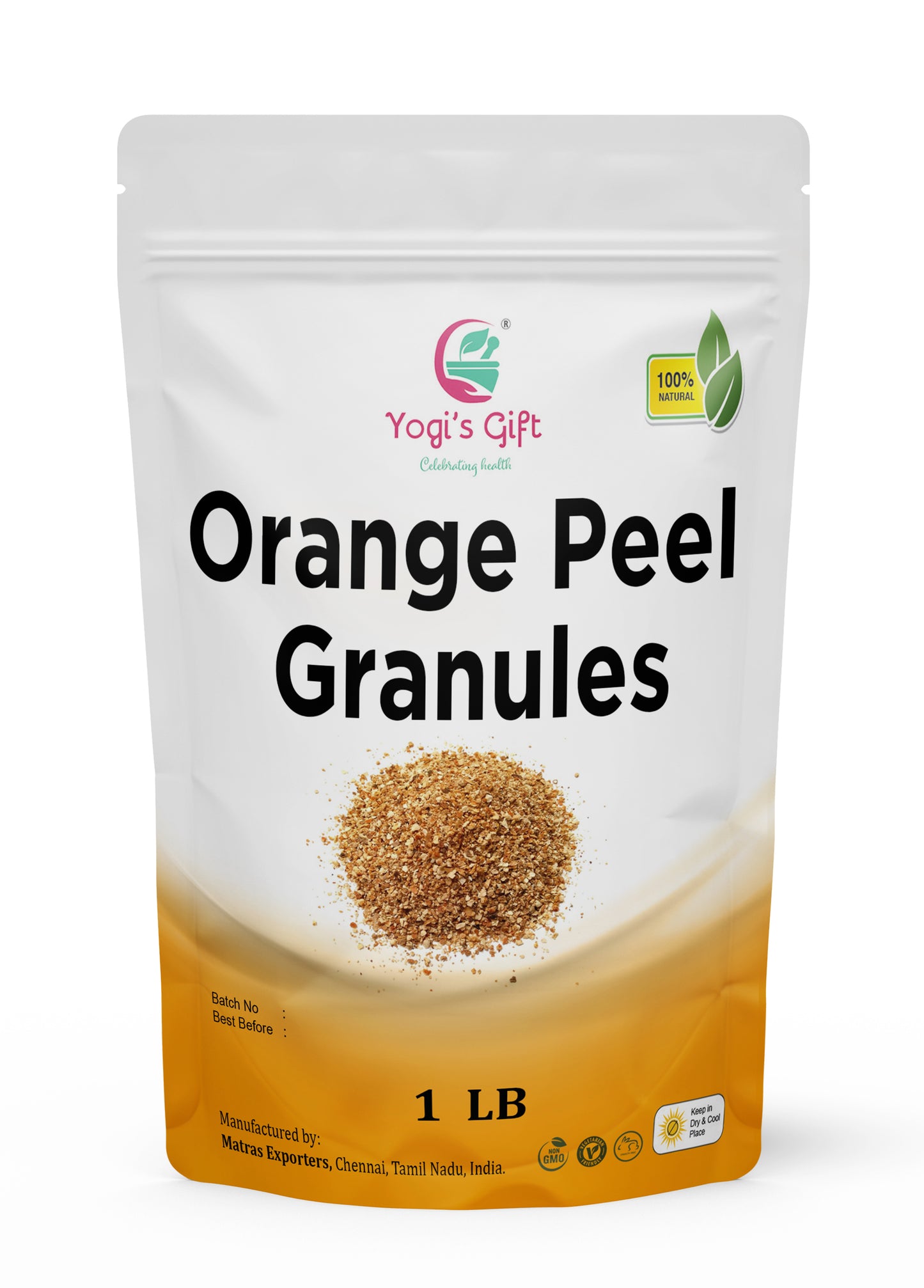 Dried Orange Peel 1 LB | Rich Citrus Aroma and Flavour | Small Granules | Perfect for Tea, Cookies, Rye Breads, Seasoning & More | Yogi's Gift®