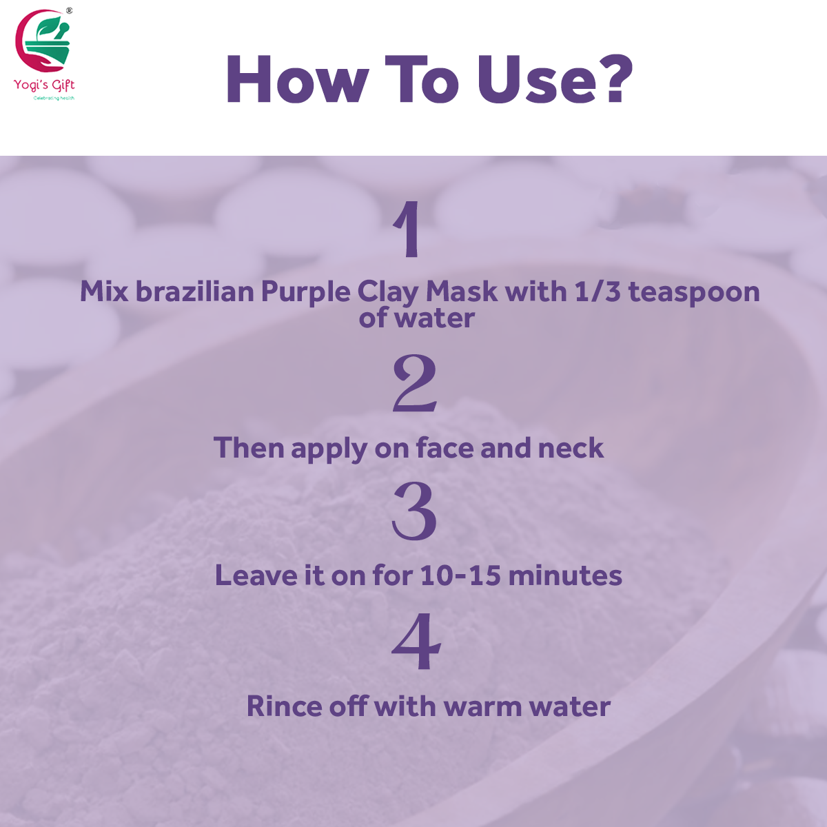 Brazilian Purple clay 8oz | Soap Making Clay, Clay Face Pack  for Sensitive Skin | Natural Purple Clay Powder for Soap Making | Yogi's Gift®