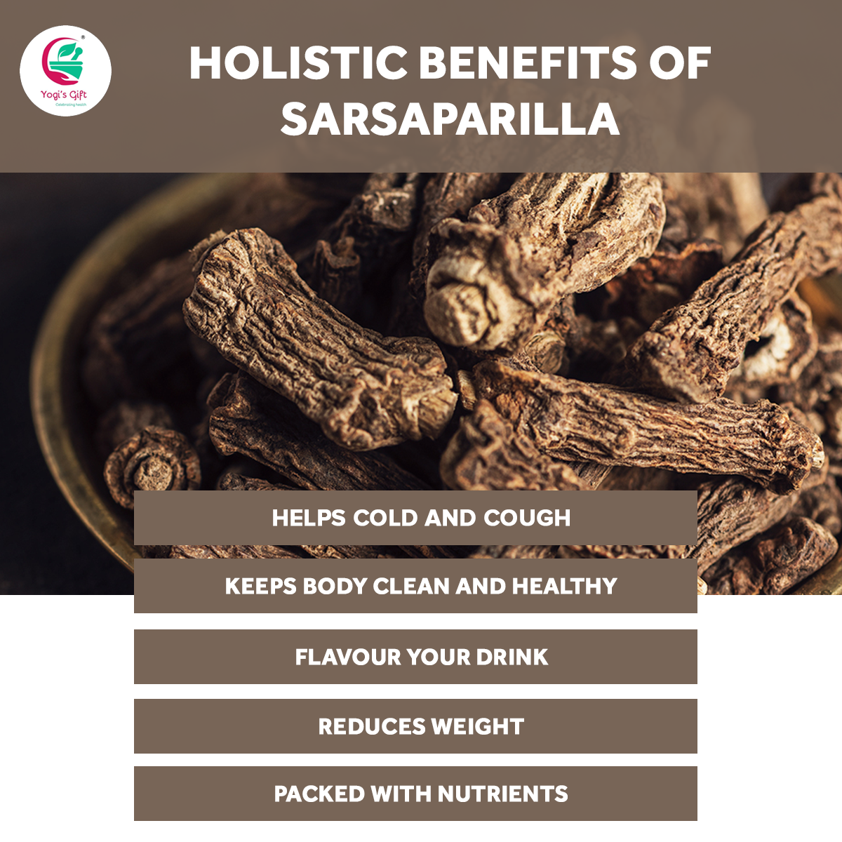 Sarsaparilla Root Whole 1 LB | Indian Sarsaparilla | Hemidesmus indicus | Yogi's Gift®