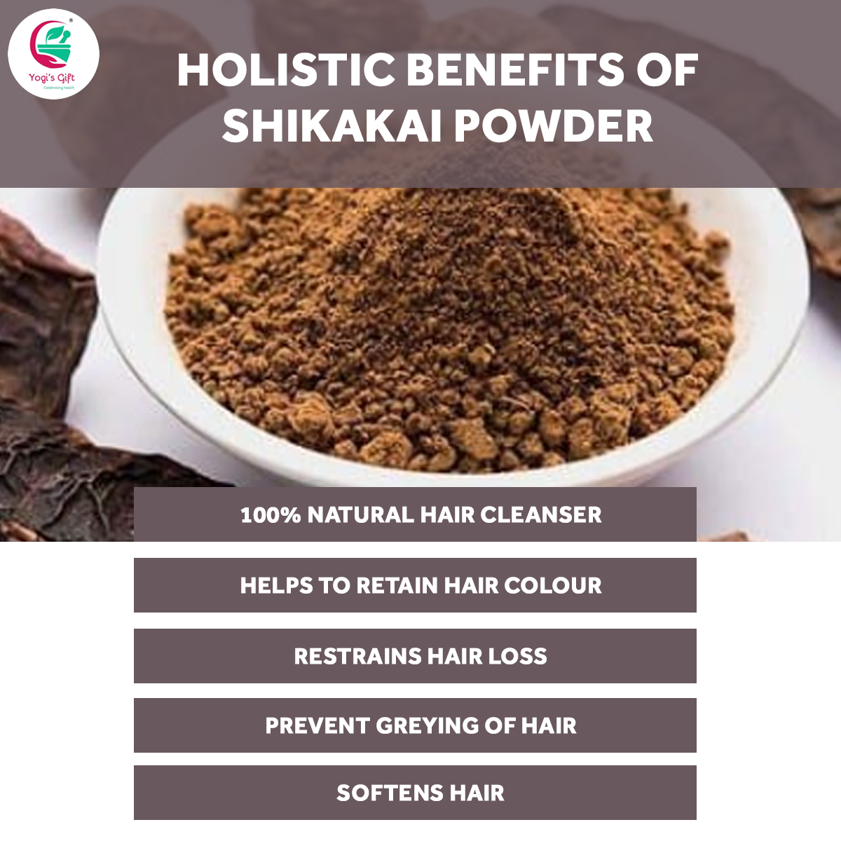 Shikakai Powder 10 oz | Clean You Hair Naturally | 100% Natural Hair Wash Powder | Shikakai Powder for Hair | Yogi's Gift®