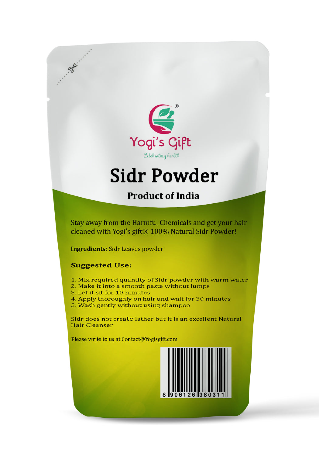 Sidr Powder(Ziziphus Jujuba) 250grams| Natural Herbal Hair Cleanser & Conditioner | Rejuvenates Hair follicles |Soothes and freshens the skin |100% Pure and Natural Sidr leaves powder| by Yogi’s Gift®