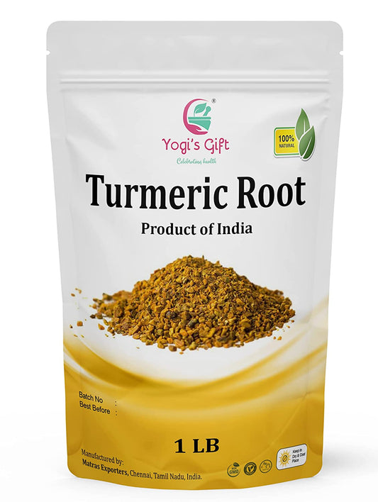 Turmeric root 1 LB | Cut and Sifted Dried Turmeric Pieces | Flavourful Indian Spice | Make Healthy Teas, Smoothies and Lattes | Yogi's Gift®