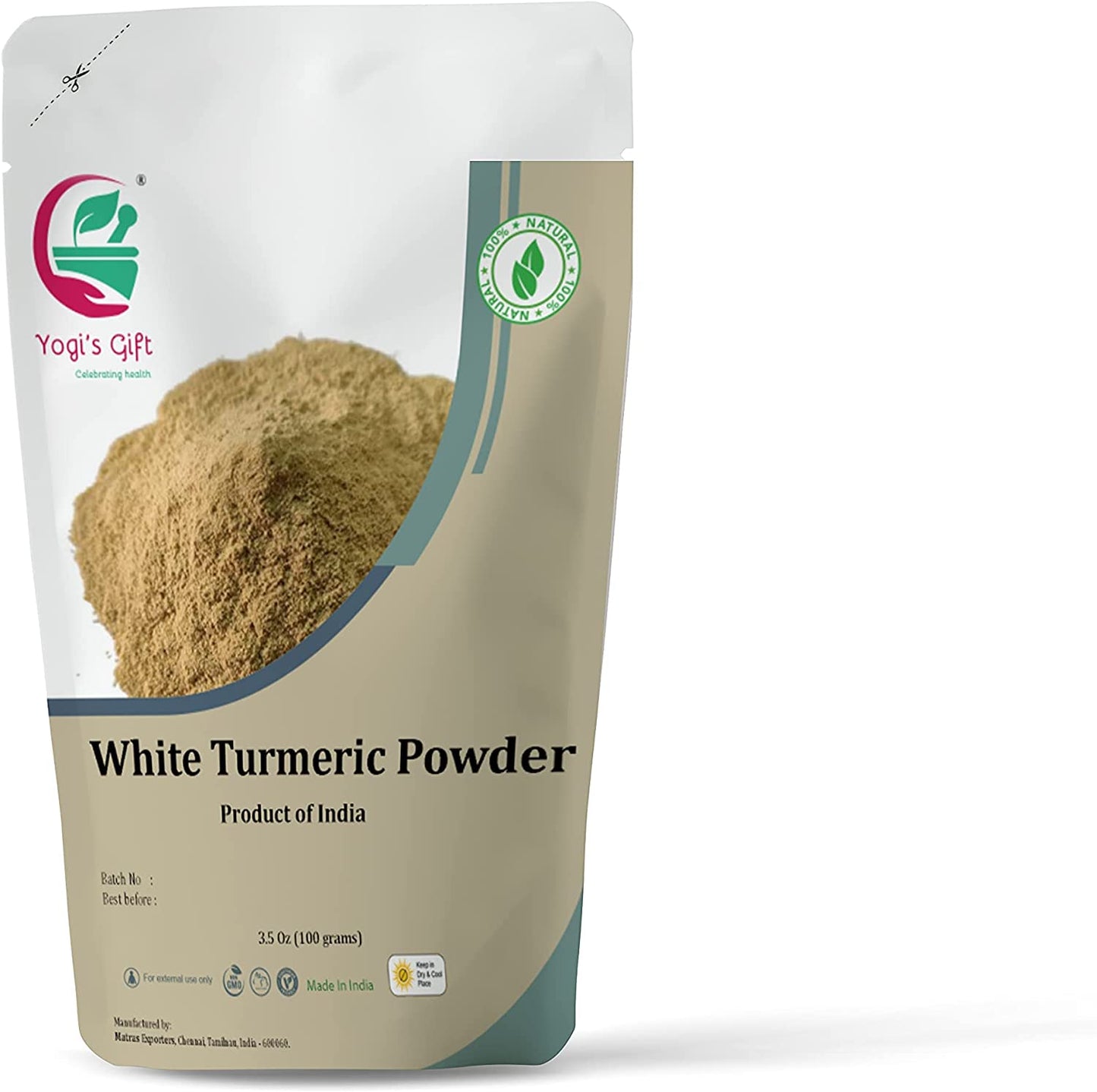 White turmeric powder 100g | aka Kapoor Kachri & Curcuma zedoaria | Yogi’s Gift