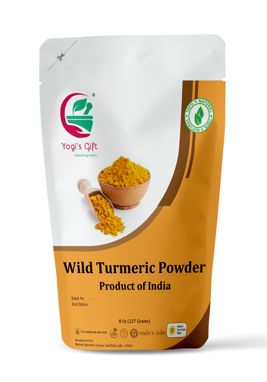 100 % Pure Wild Turmeric Powder For Face  8 Oz | Kasturi Manjal | Curcuma Aromatica | Amba haldi | Promotes Glowing Skin | Yogi’s Gift®