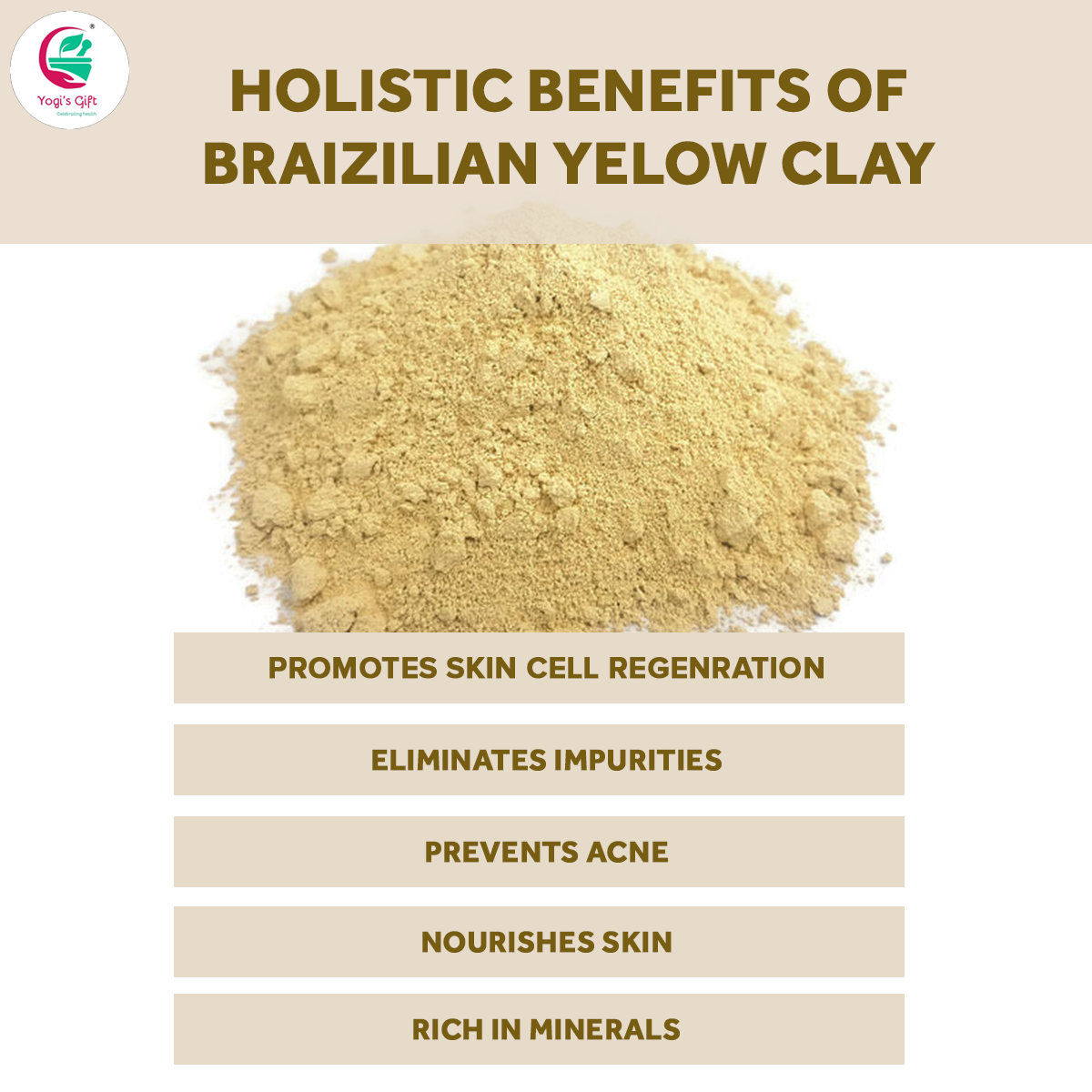 Yellow Brazillian Clay 10 oz | 100% Natural Clay Powdered | Soap Making Clay | Yogi's Gift®