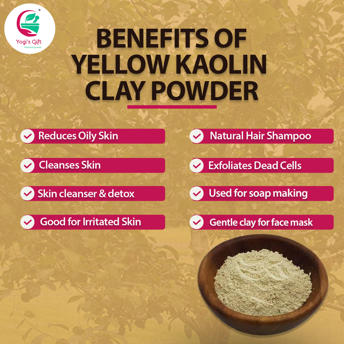 Kaolin Clay Powder | 14 oz | Clay For Soap Making, Face Cleansing And Face Mask | Yogi's Gift®
