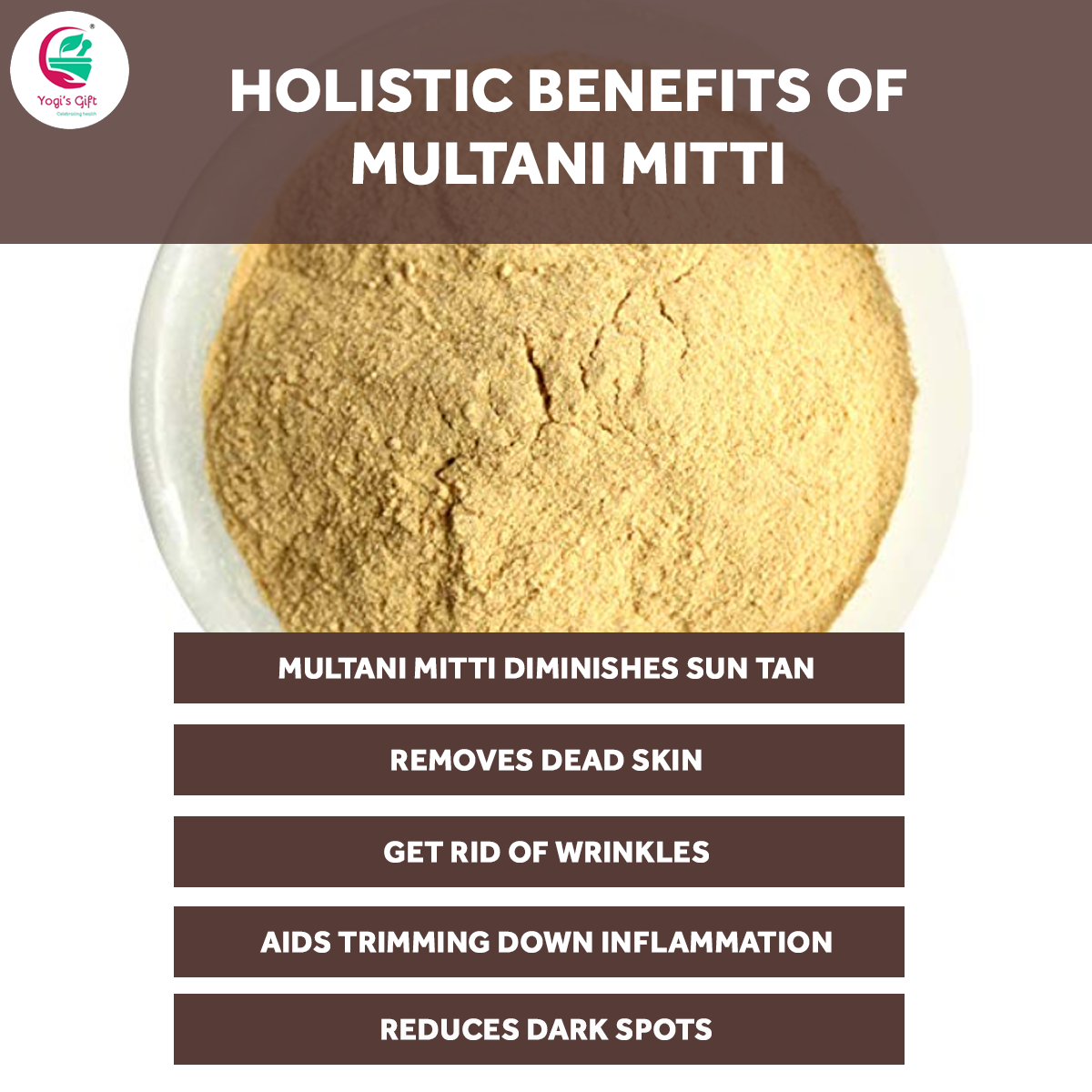 Multani Mitti Powder | Fullers Earth Clay | 100% Natural Indian Clay | Skin Tightening Face Pack, Detox Bath & Soap Making | 10 oz | By Yogi's Gift®