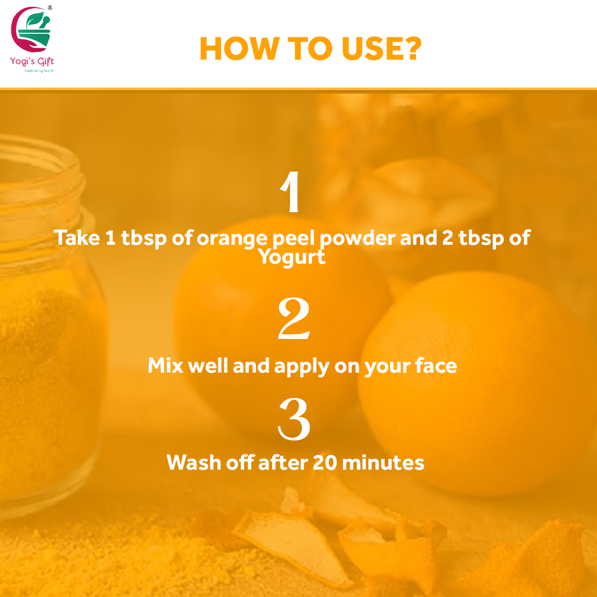 Orange Peel Powder 8 oz | 100% Natural Care For Acne, Tan & Blackheads | Effective DIY Face Mask Ingredient | Rich in Vitamin C | Yogi's Gift®